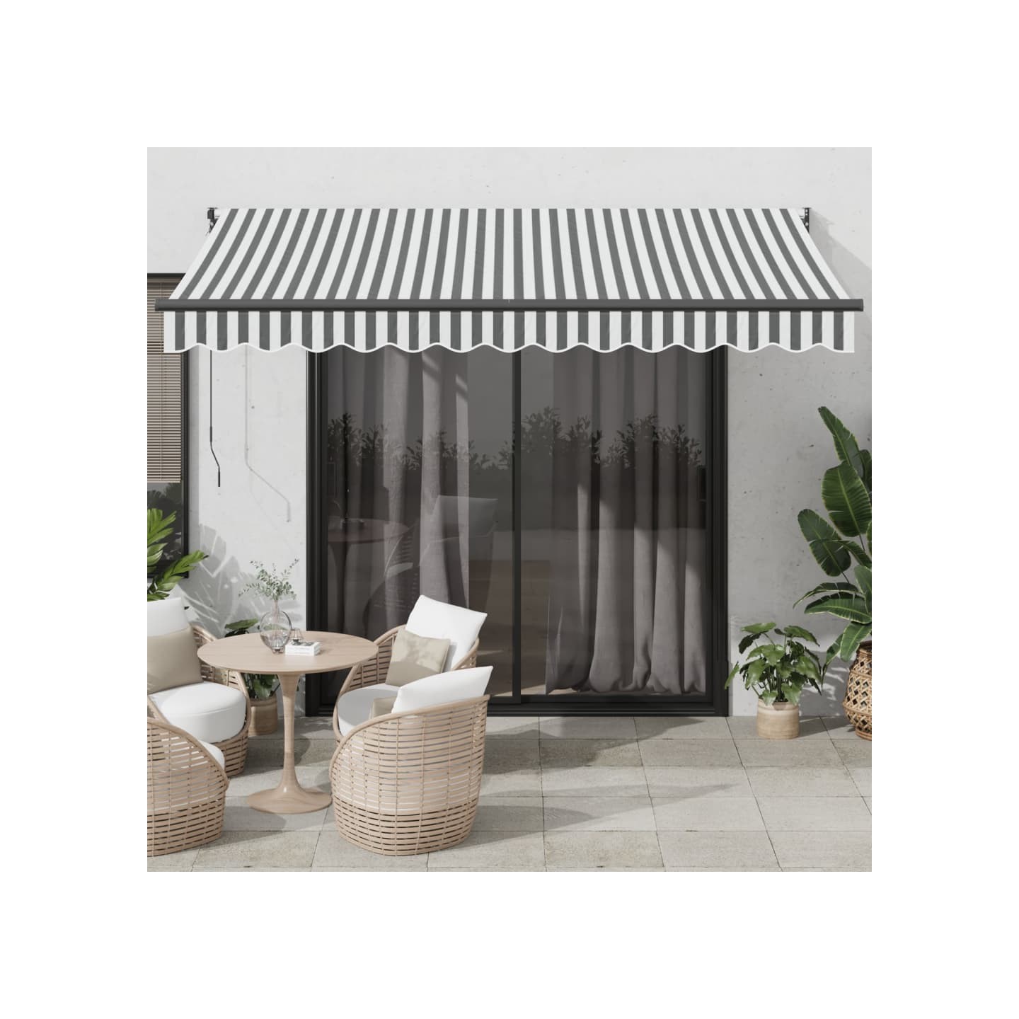 Auvent rétractable anthracite et blanc 3,5x2,5m tissu/aluminium