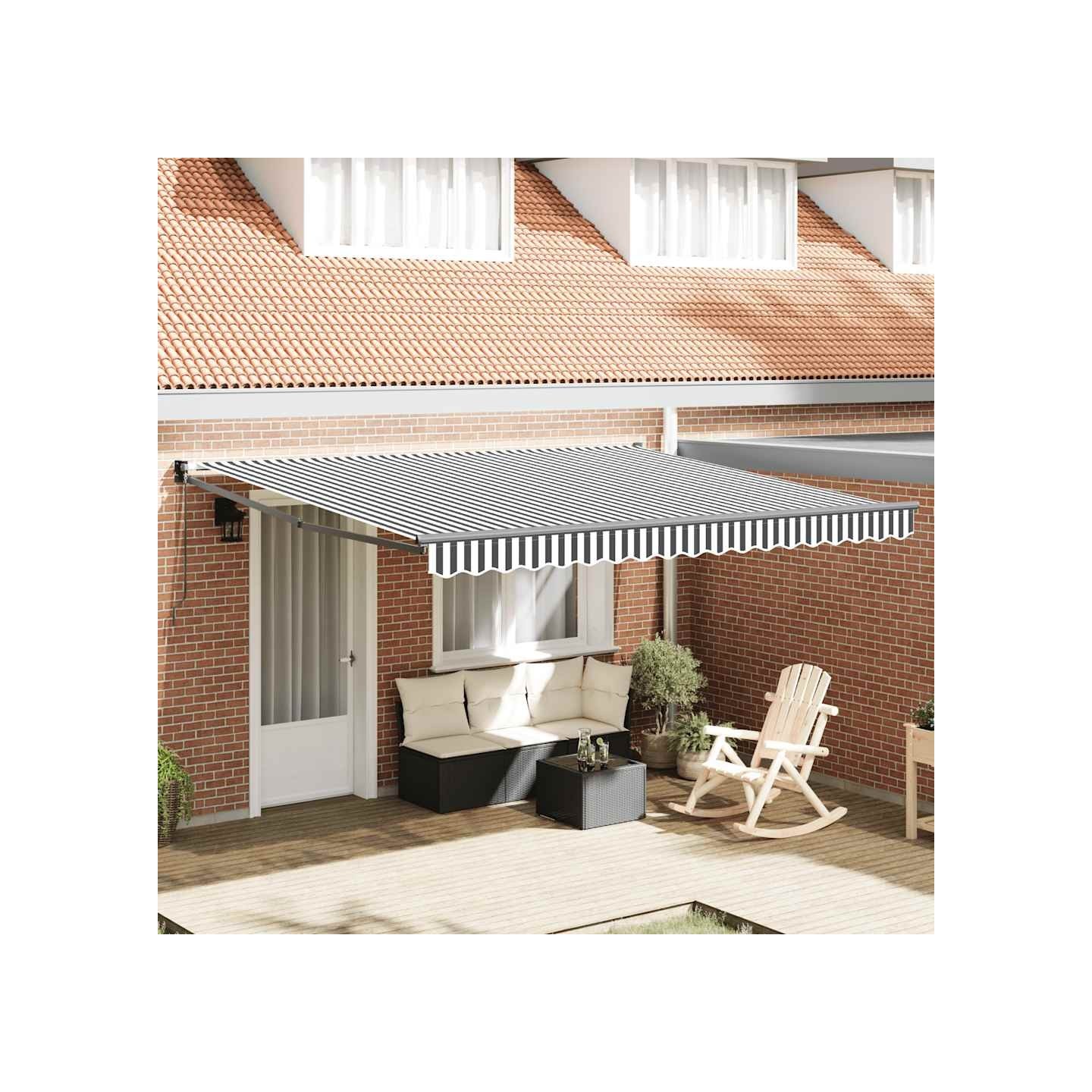 Auvent rétractable anthracite et blanc 4x3 m tissu et aluminium
