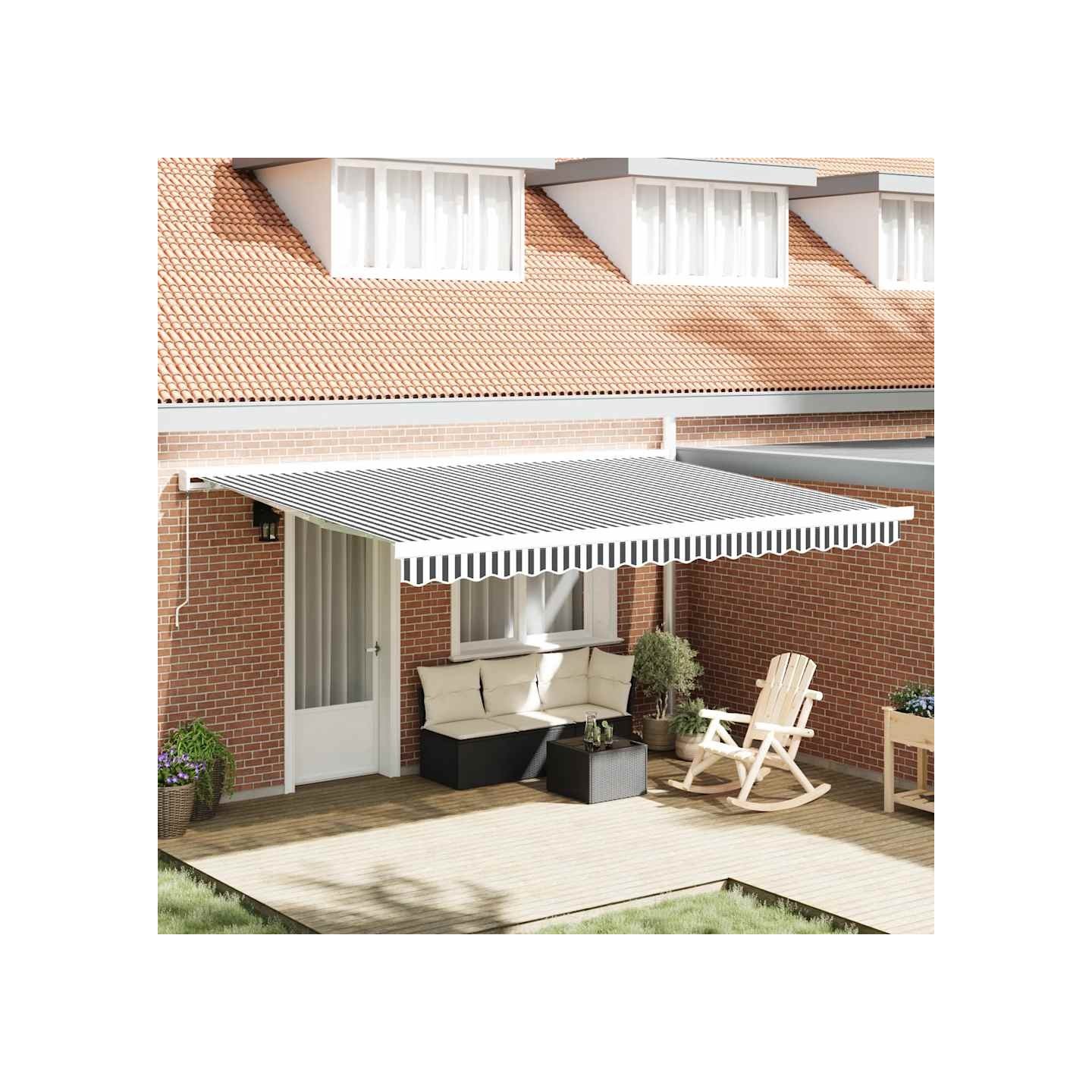 Auvent rétractable anthracite et blanc 4,5x3 m tissu/aluminium