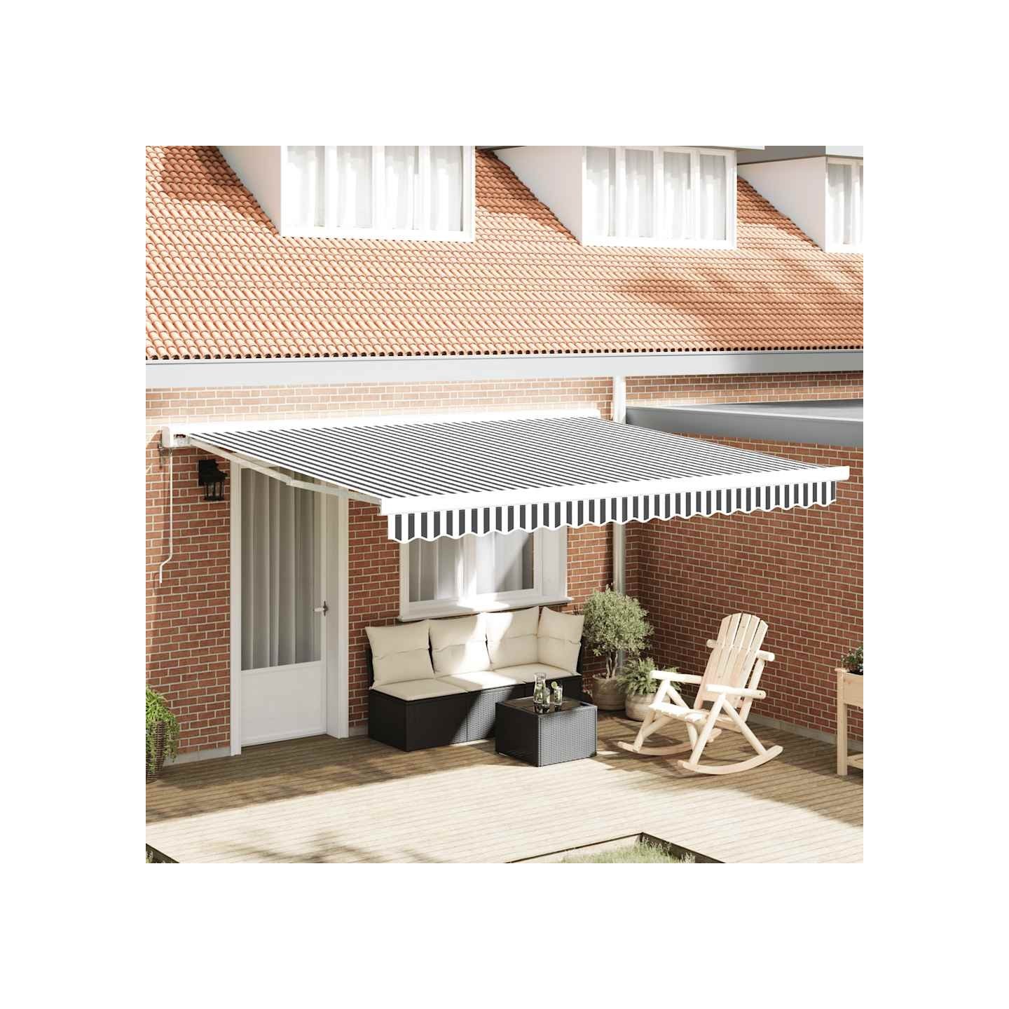 Auvent rétractable anthracite et blanc 4x3 m tissu et aluminium