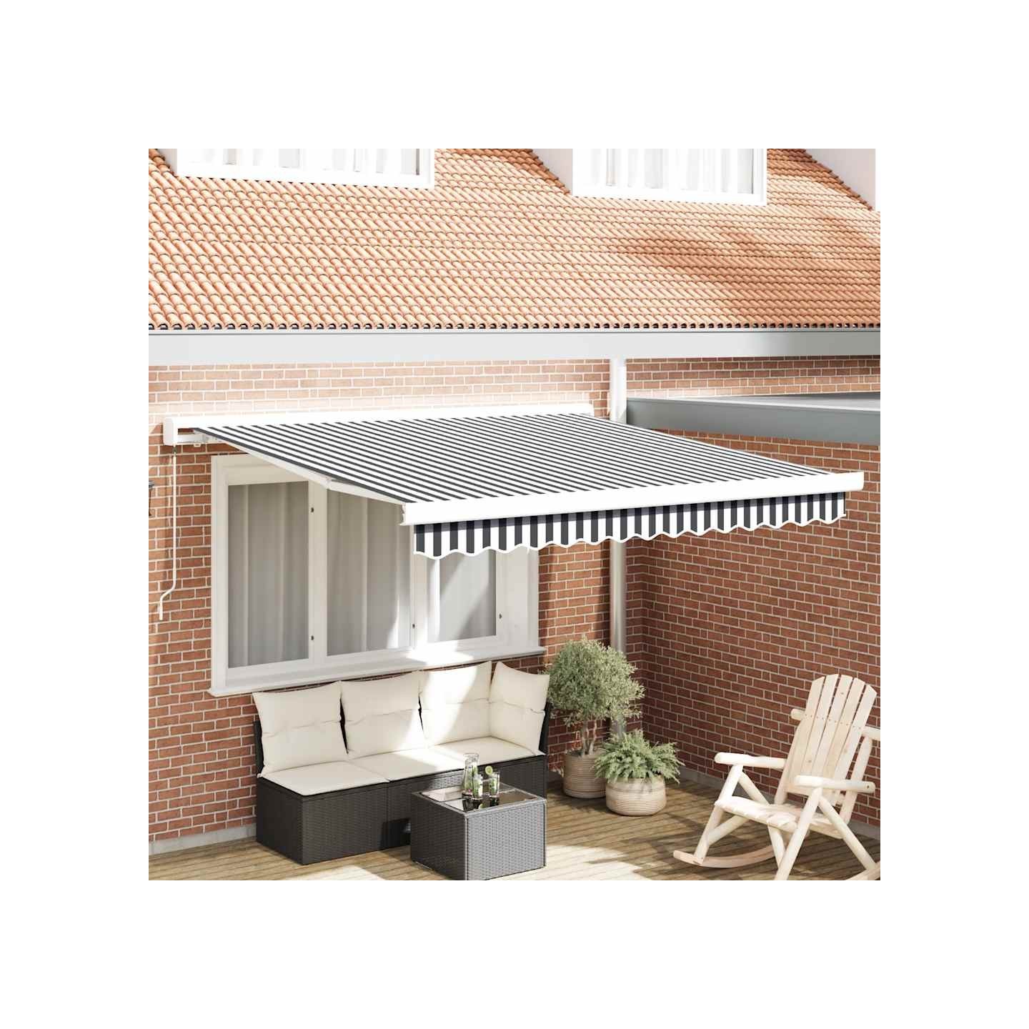 Auvent rétractable anthracite/blanc 3x2,5 m tissu et aluminium