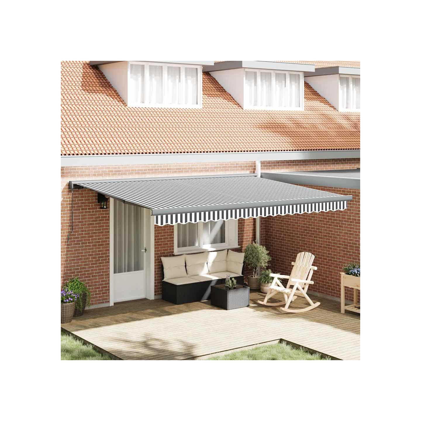 Auvent rétractable anthracite et blanc 4,5x3 m tissu/aluminium