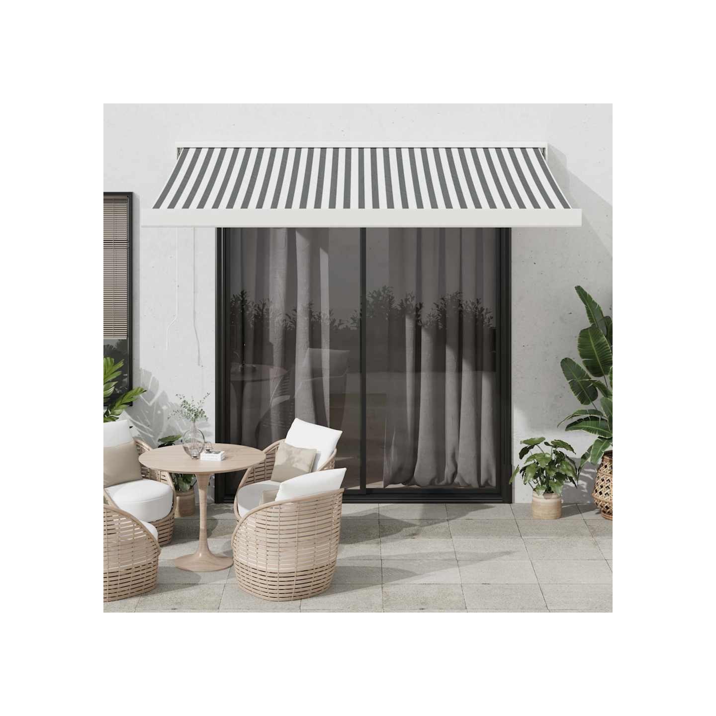 Auvent rétractable anthracite et blanc 3,5x2,5m tissu/aluminium