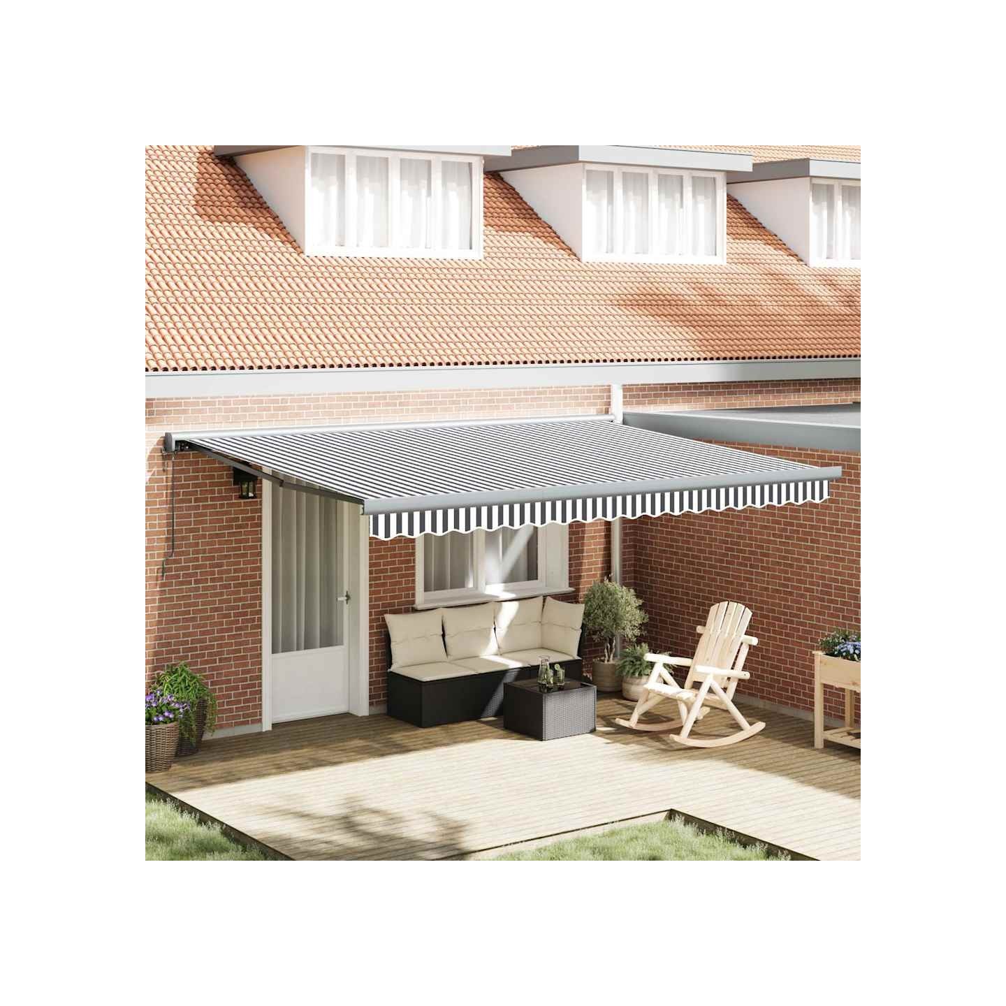 Auvent rétractable anthracite et blanc 4,5x3 m tissu/aluminium