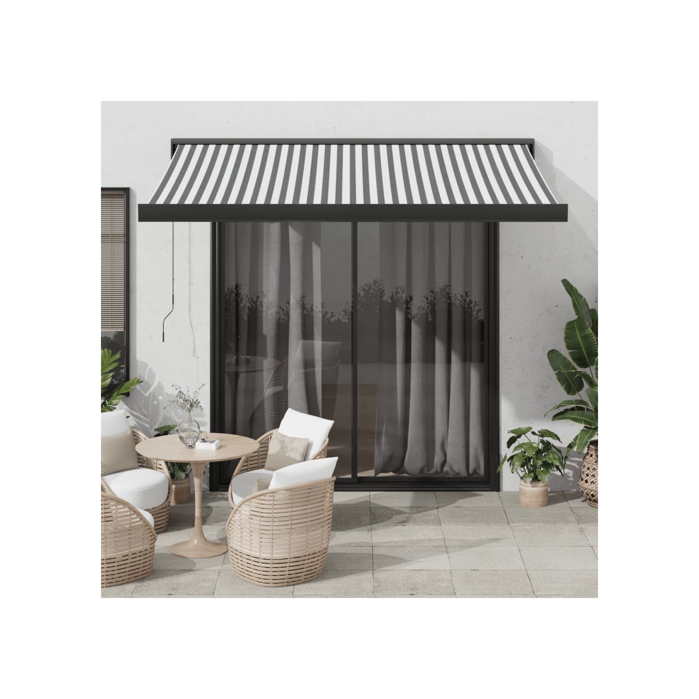 Auvent rétractable anthracite et blanc 3,5x2,5m tissu/aluminium