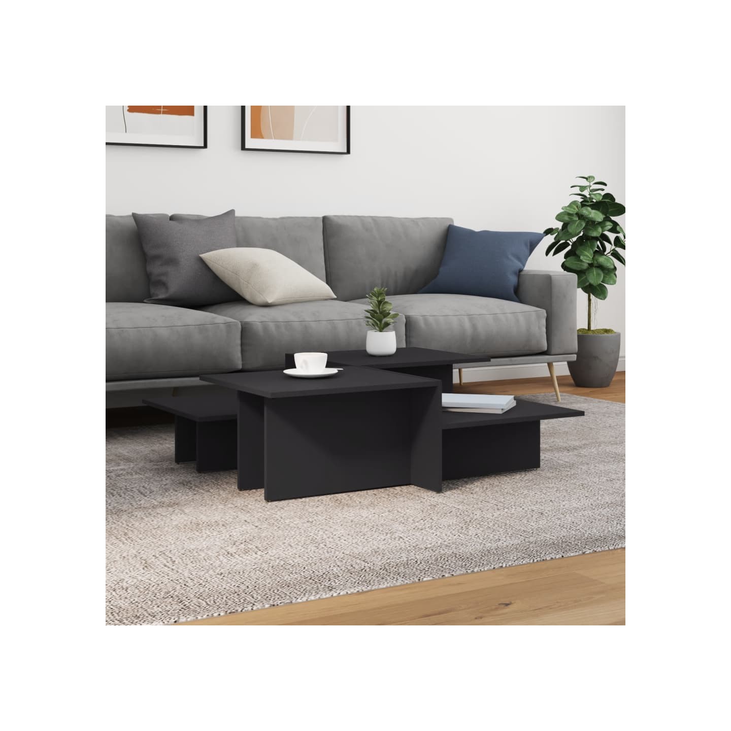 Tables basses 2 pcs gris bois d'ingénierie