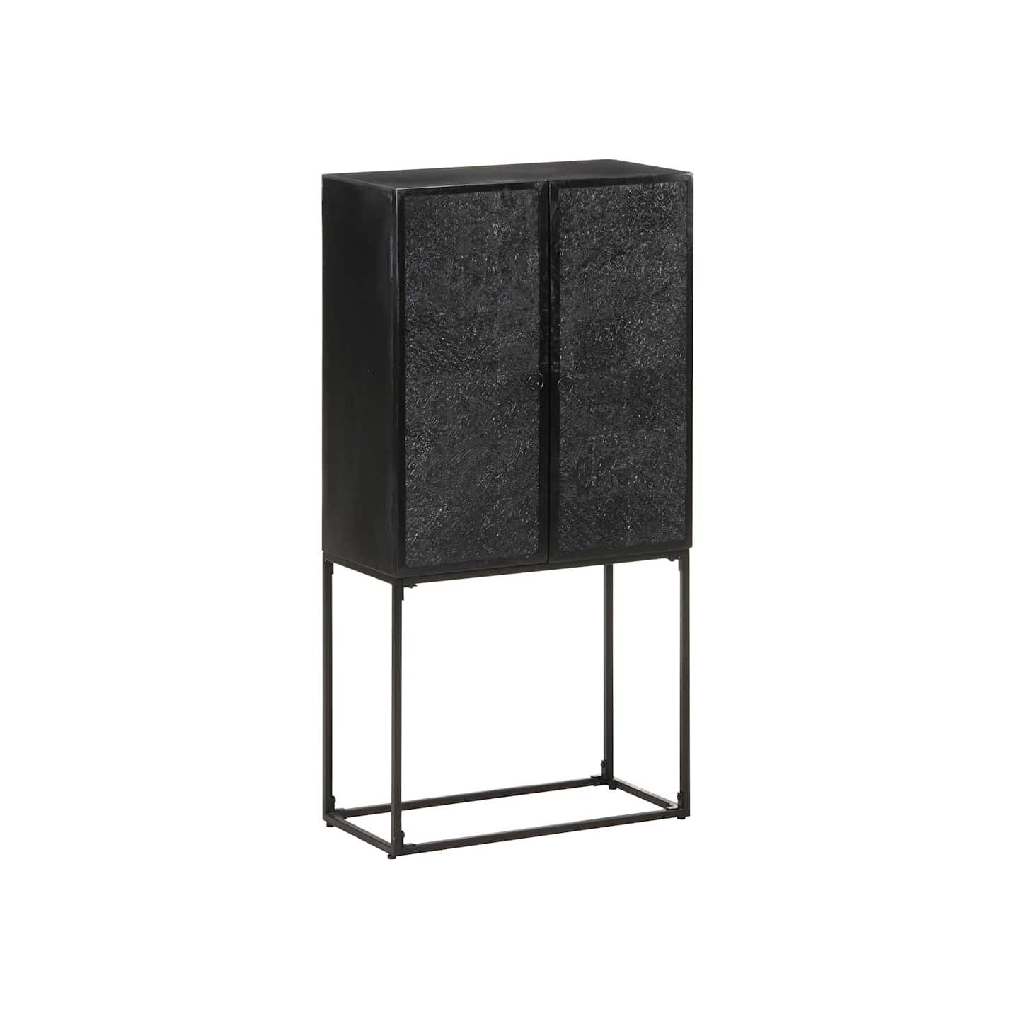 Buffet Noir 60x30x120 cm Bois massif d'acacia et de manguier