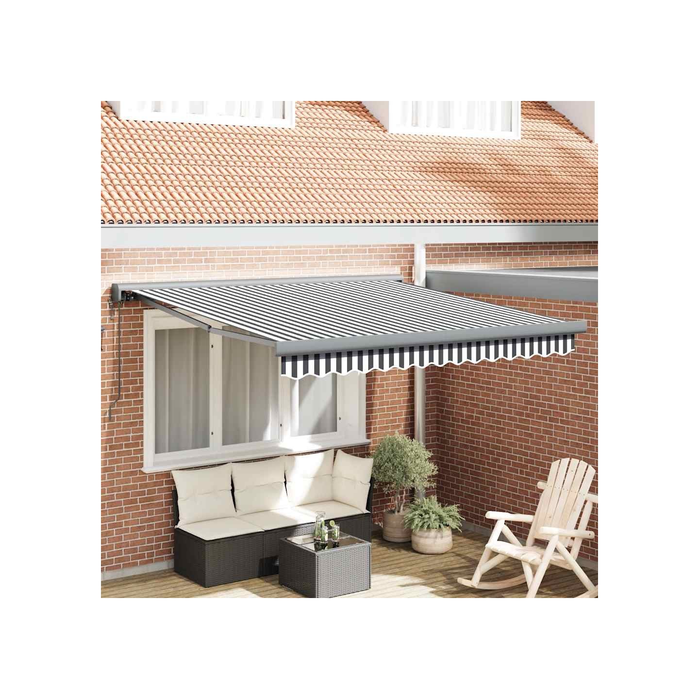 Auvent rétractable anthracite/blanc 3x2,5 m tissu et aluminium