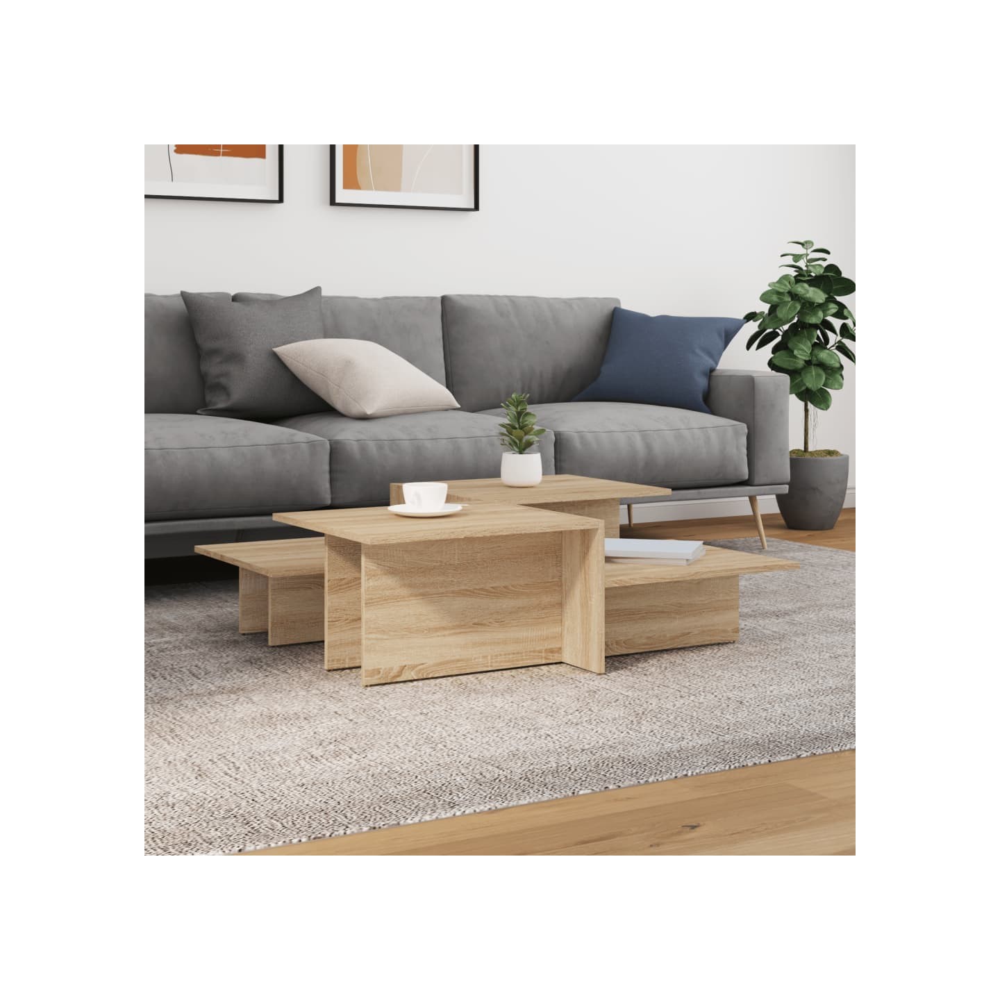 Tables basses 2 pcs Chêne sonoma Bois d'ingénierie