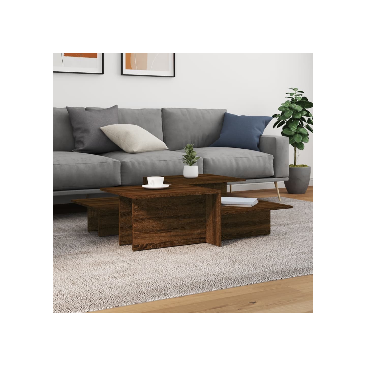 Tables basses 2 pcs Chêne marron Bois d'ingénierie