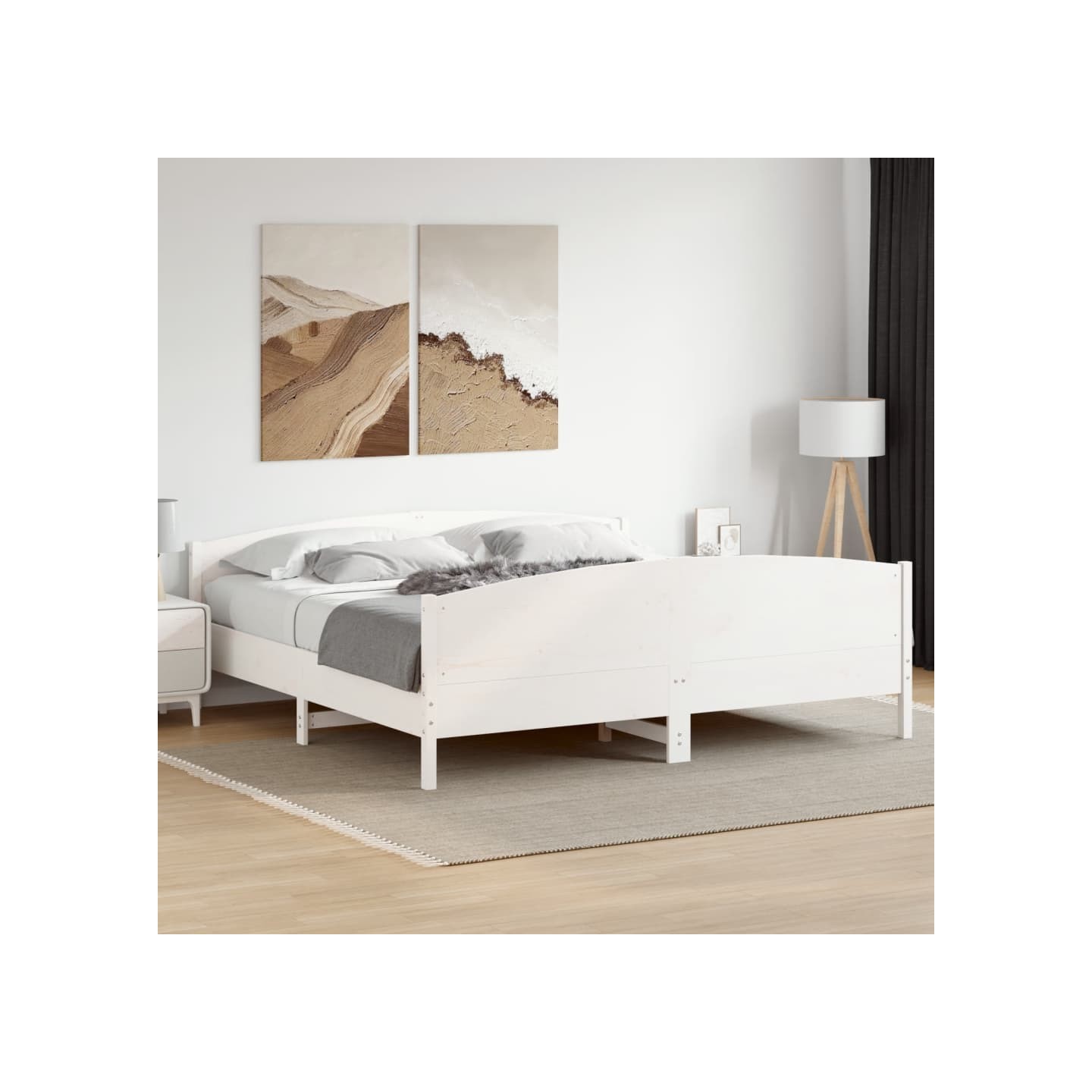 Cadre de lit sans matelas blanc 180x200 cm bois massif de pin