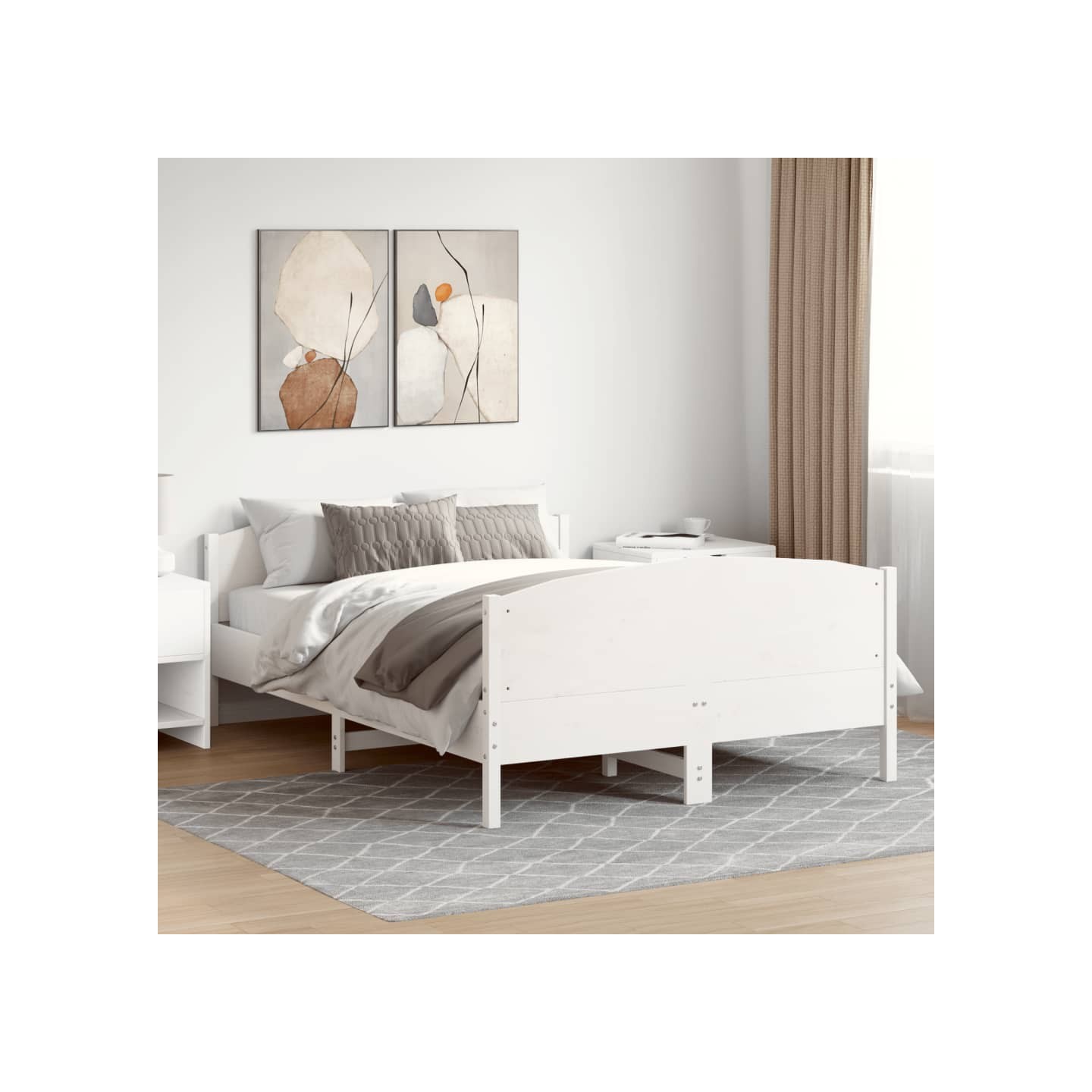 Cadre de lit sans matelas blanc 140x200 cm bois de pin massif
