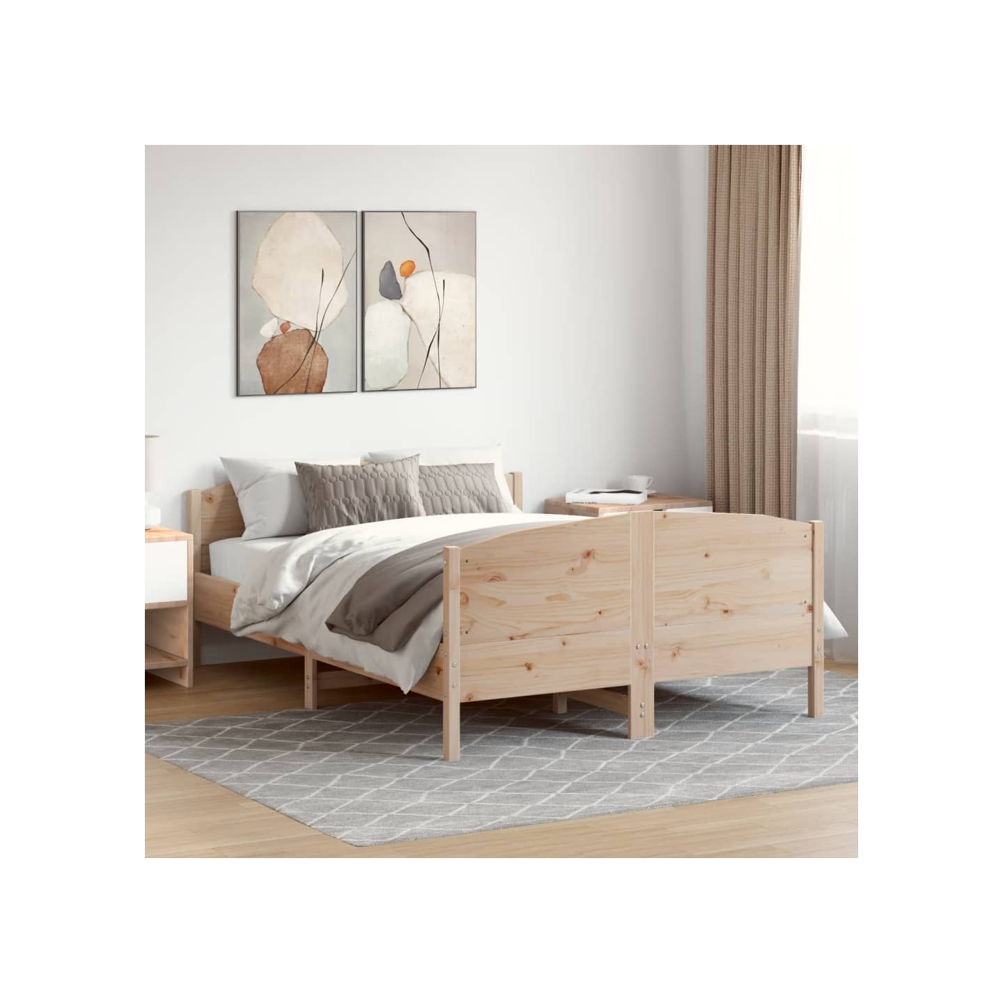 Cadre de lit sans matelas 140x190 cm bois de pin massif