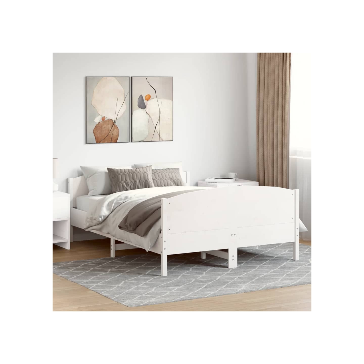 Cadre de lit sans matelas blanc 140x190 cm bois de pin massif