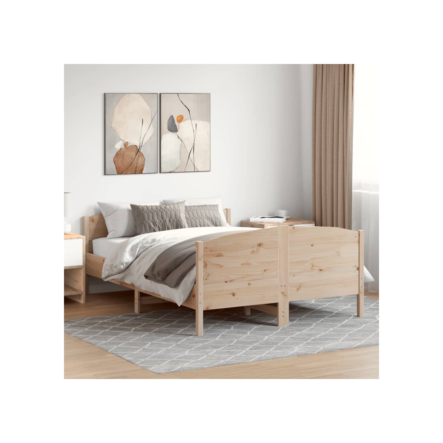 Cadre de lit sans matelas 135x190 cm bois de pin massif