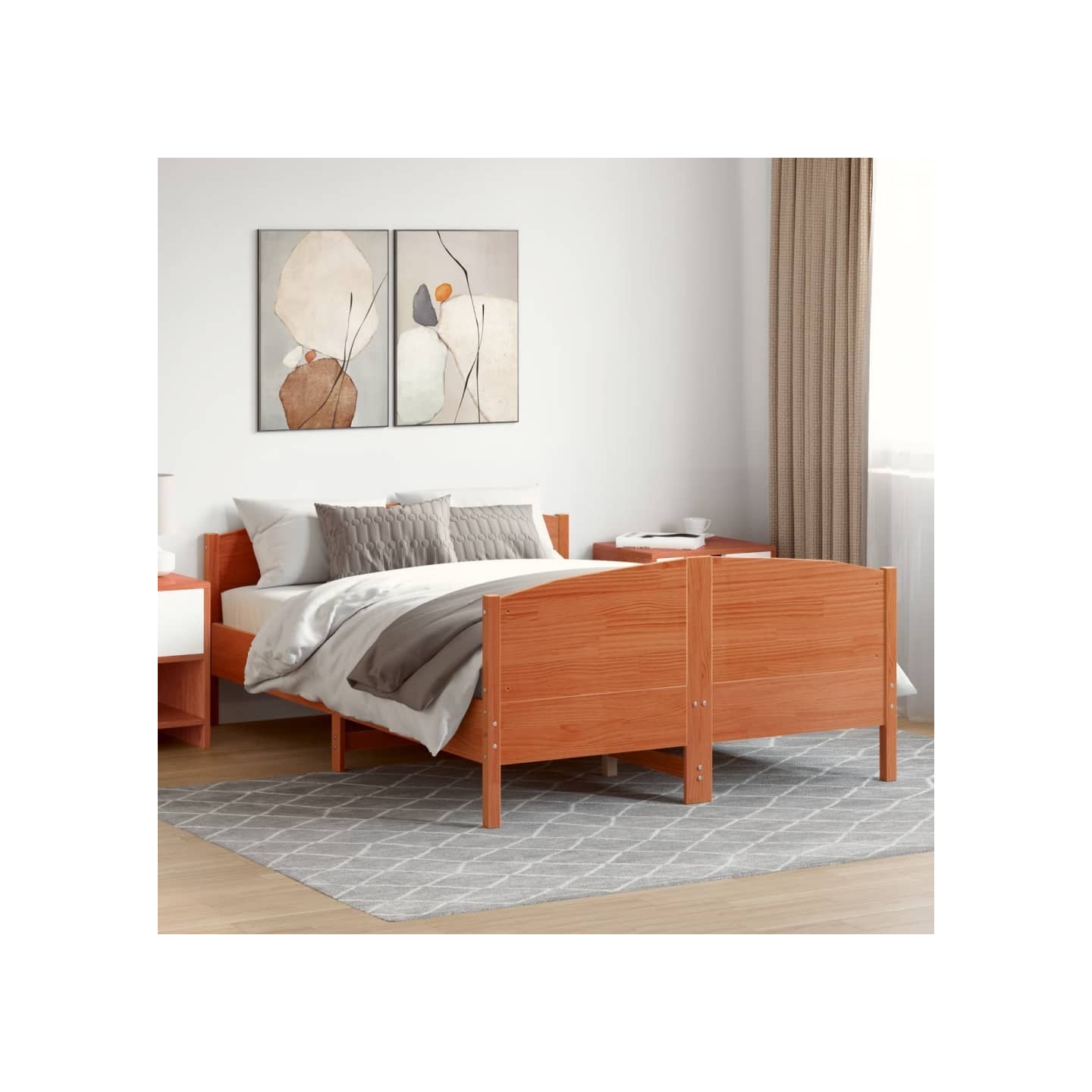 Cadre de lit sans matelas cire marron 120x200cm bois pin massif