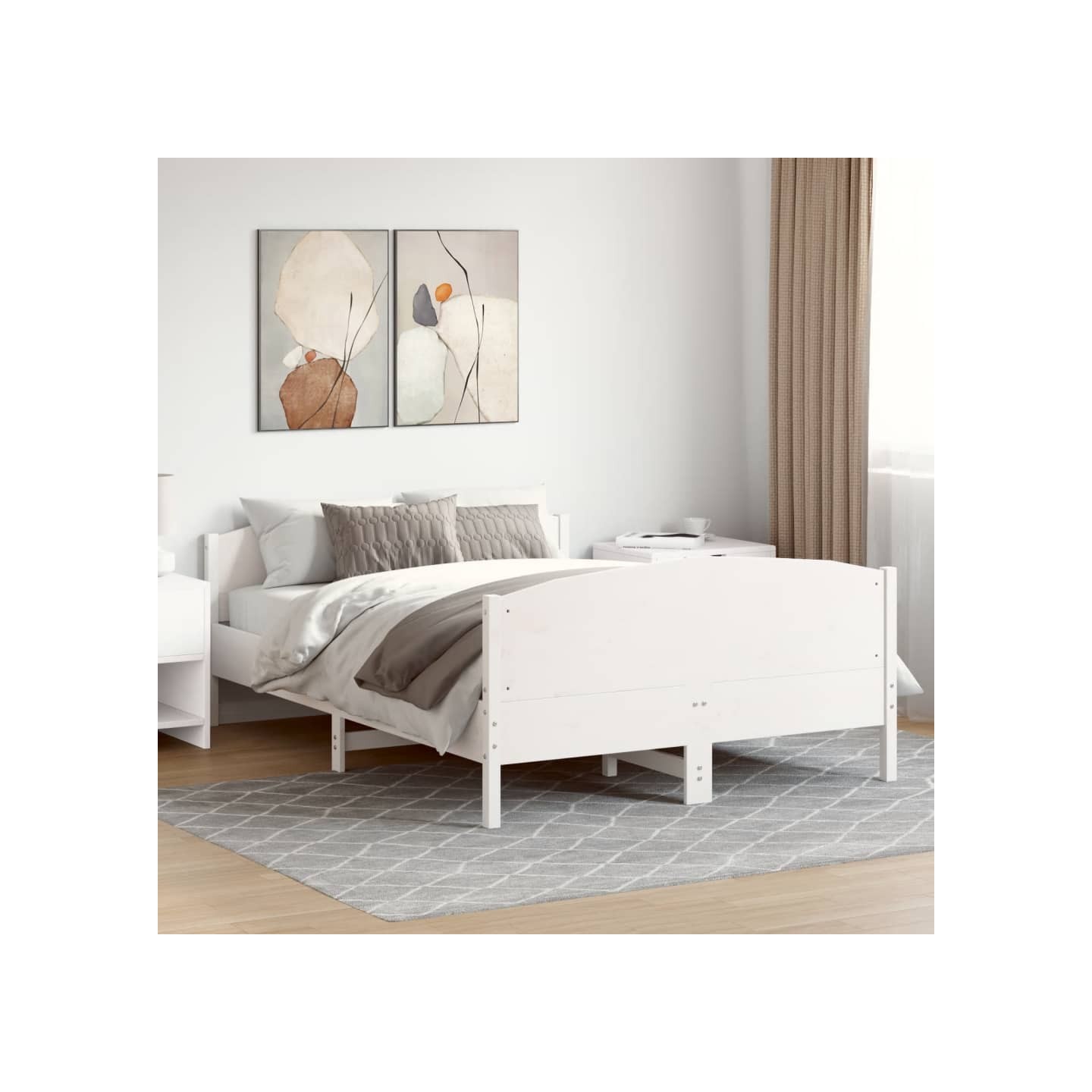Cadre de lit sans matelas blanc 120x190 cm bois de pin massif