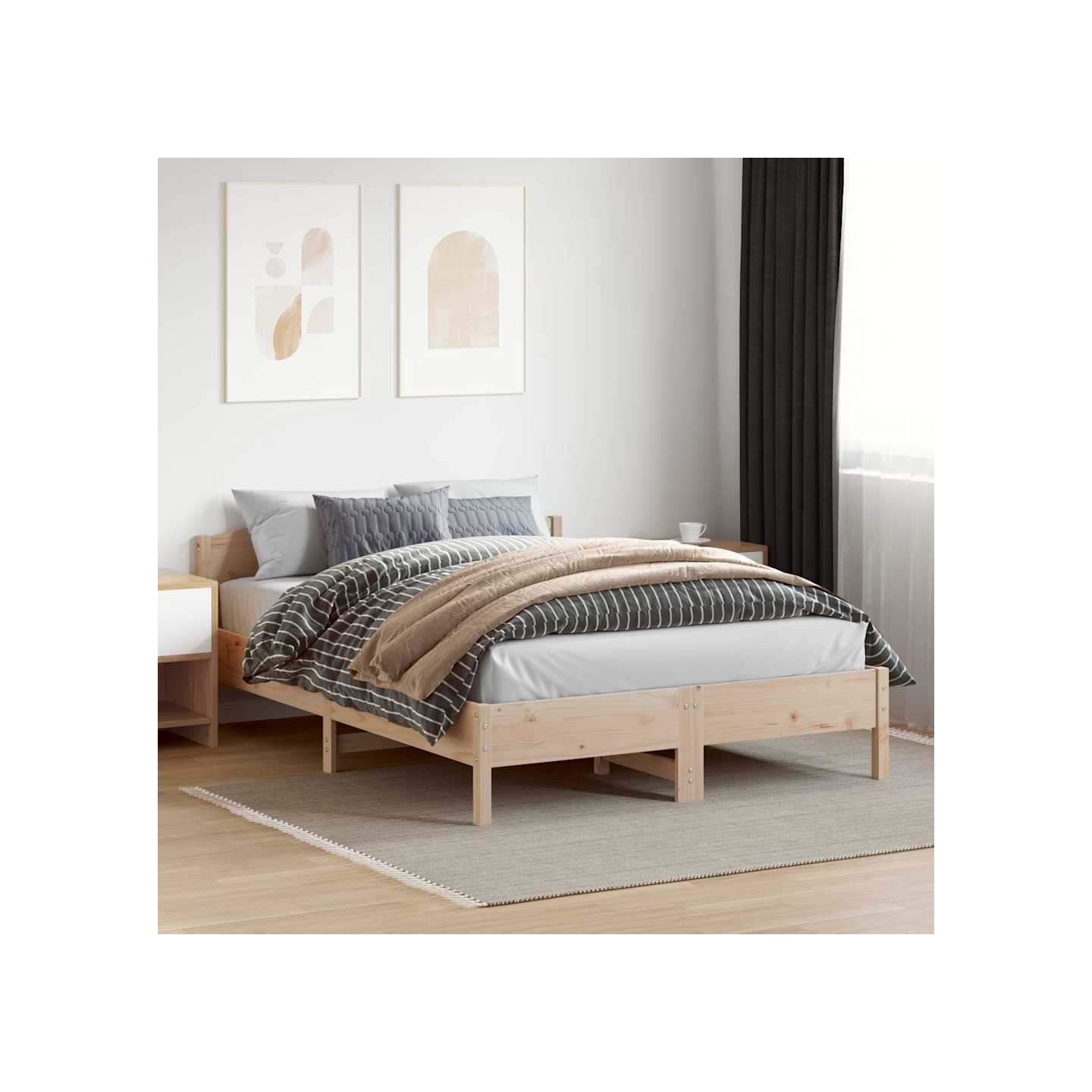 Cadre de lit sans matelas 160x200 cm bois massif de pin