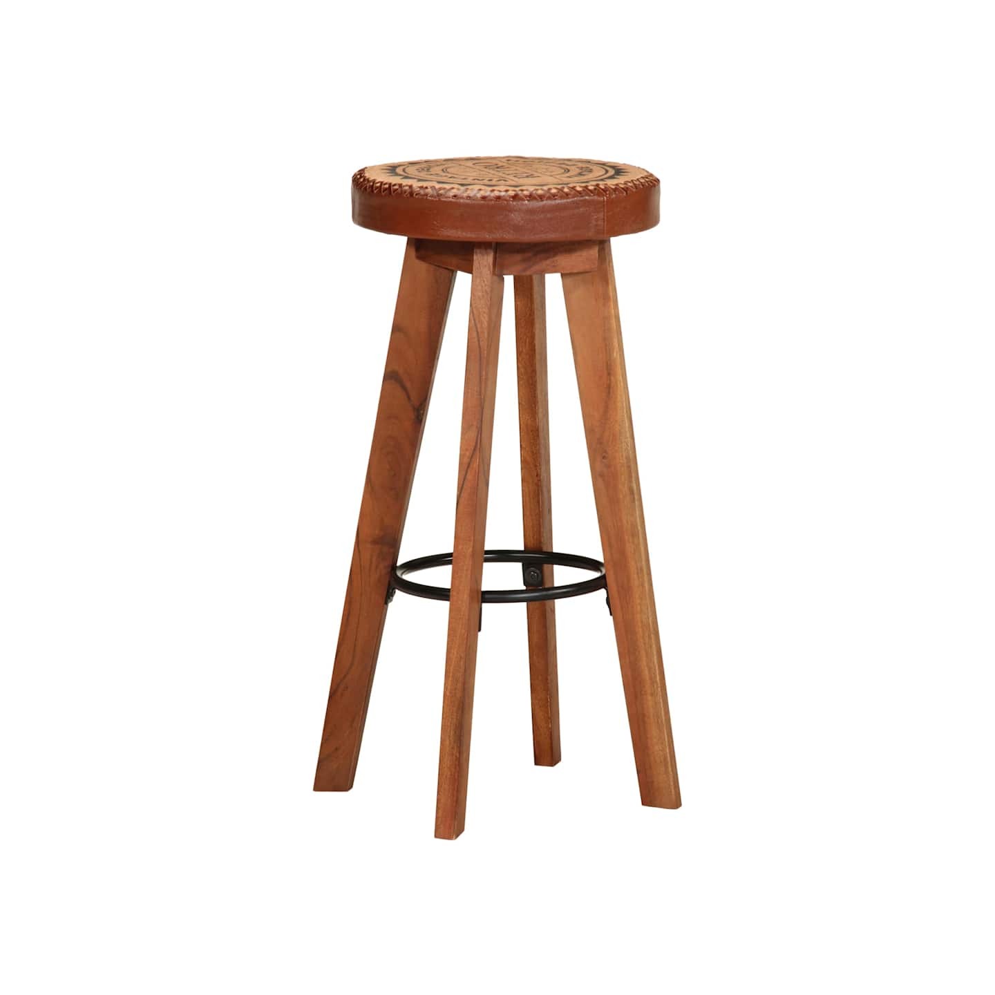 Tabourets de bar 2 pcs Cuir véritable et bois d'acacia solide