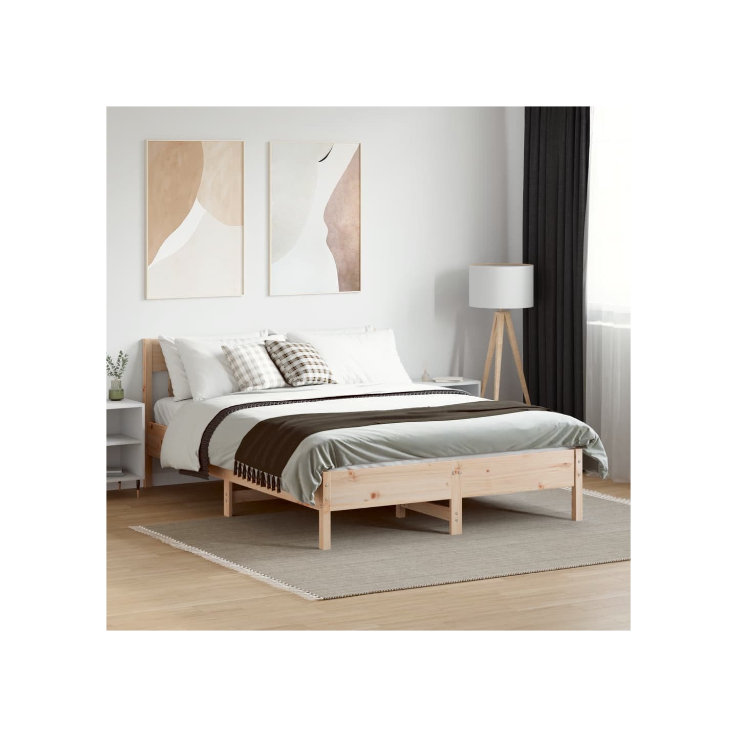 Cadre de lit sans matelas 160x200 cm bois massif de pin