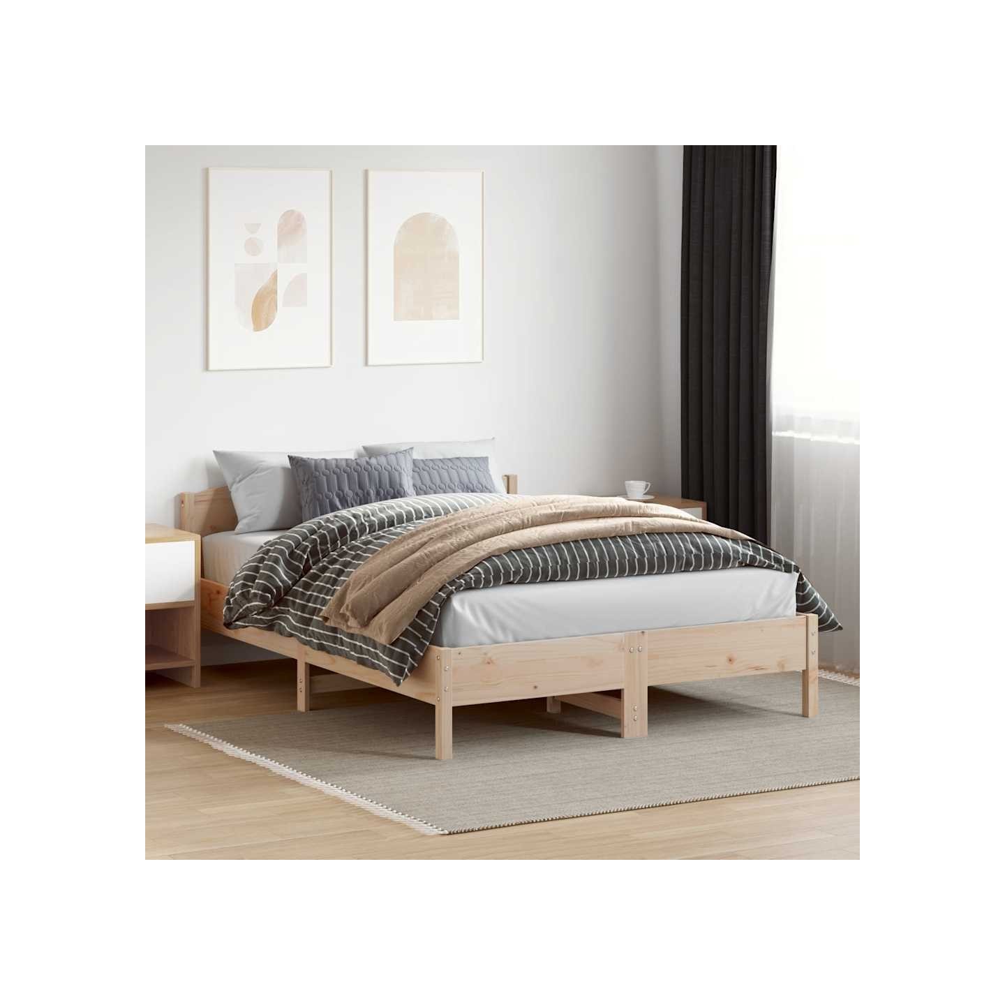 Cadre de lit sans matelas 150x200 cm bois de pin massif