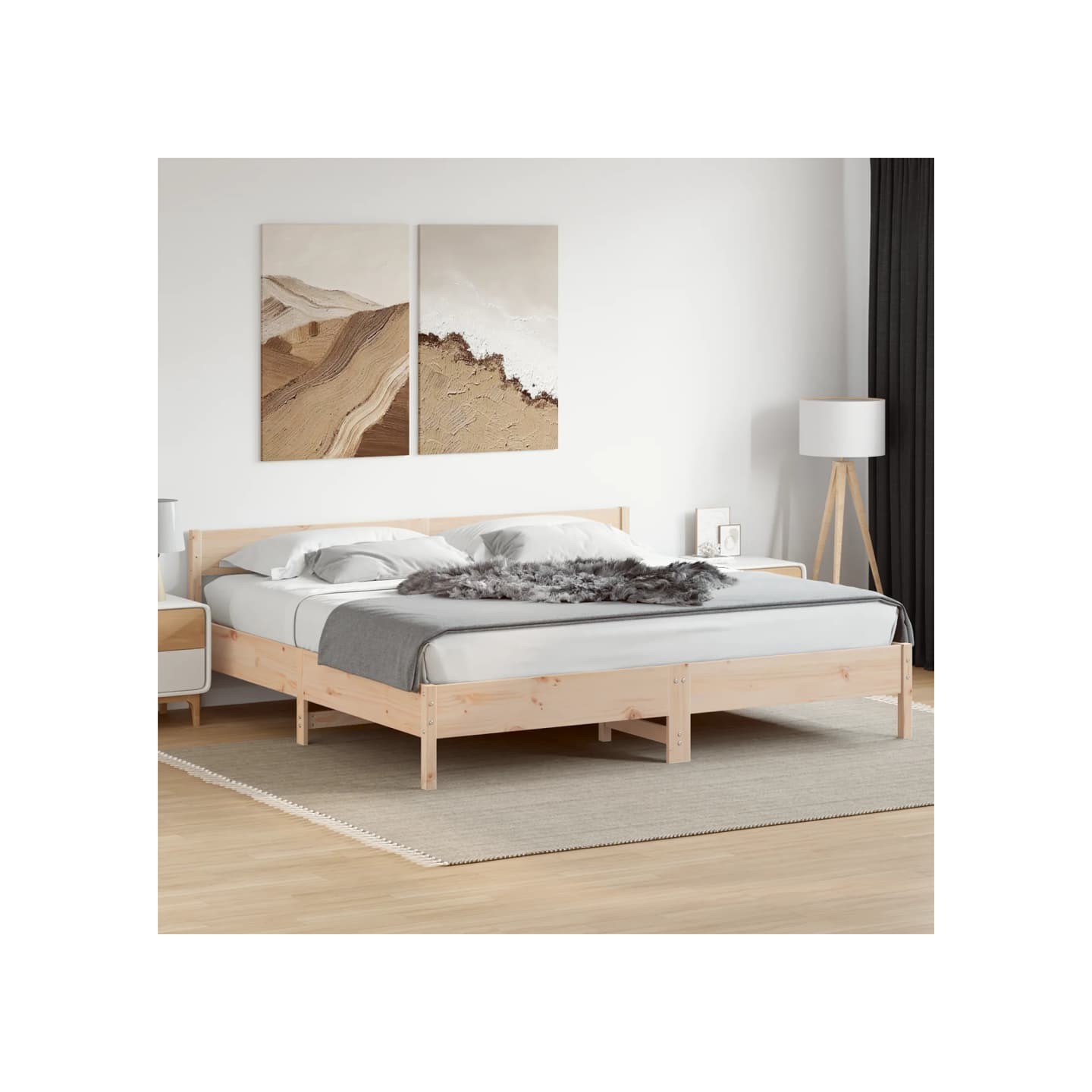 Cadre de lit sans matelas 180x200 cm bois massif de pin