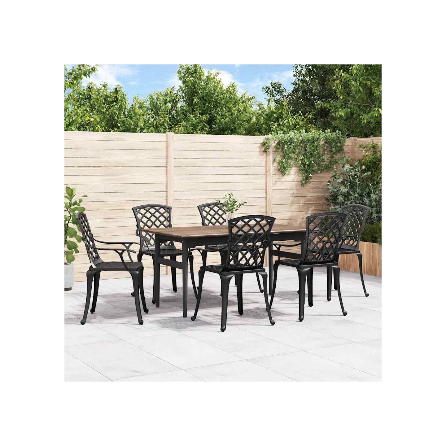 Chaises de jardin lot de 6 fonte d'aluminium noir