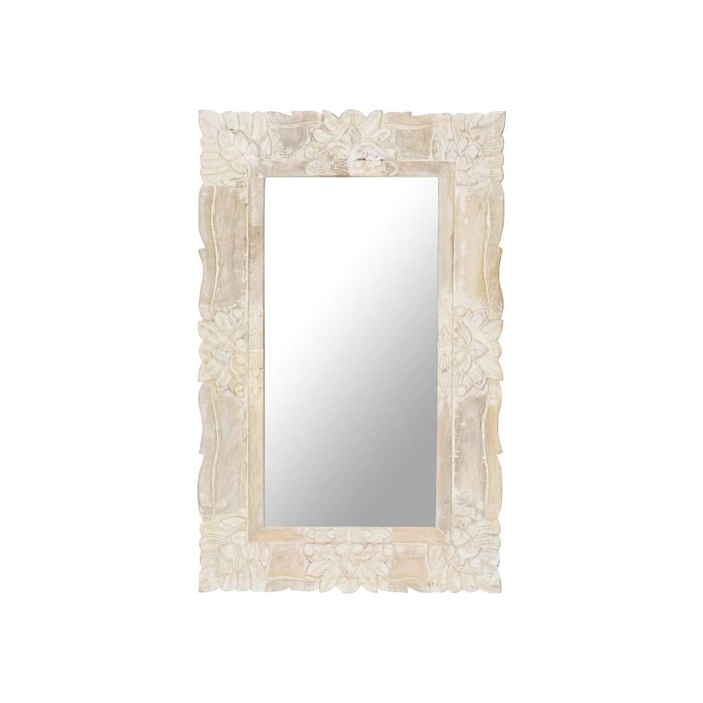 Miroir Blanc 80x50 cm Bois de manguier massif