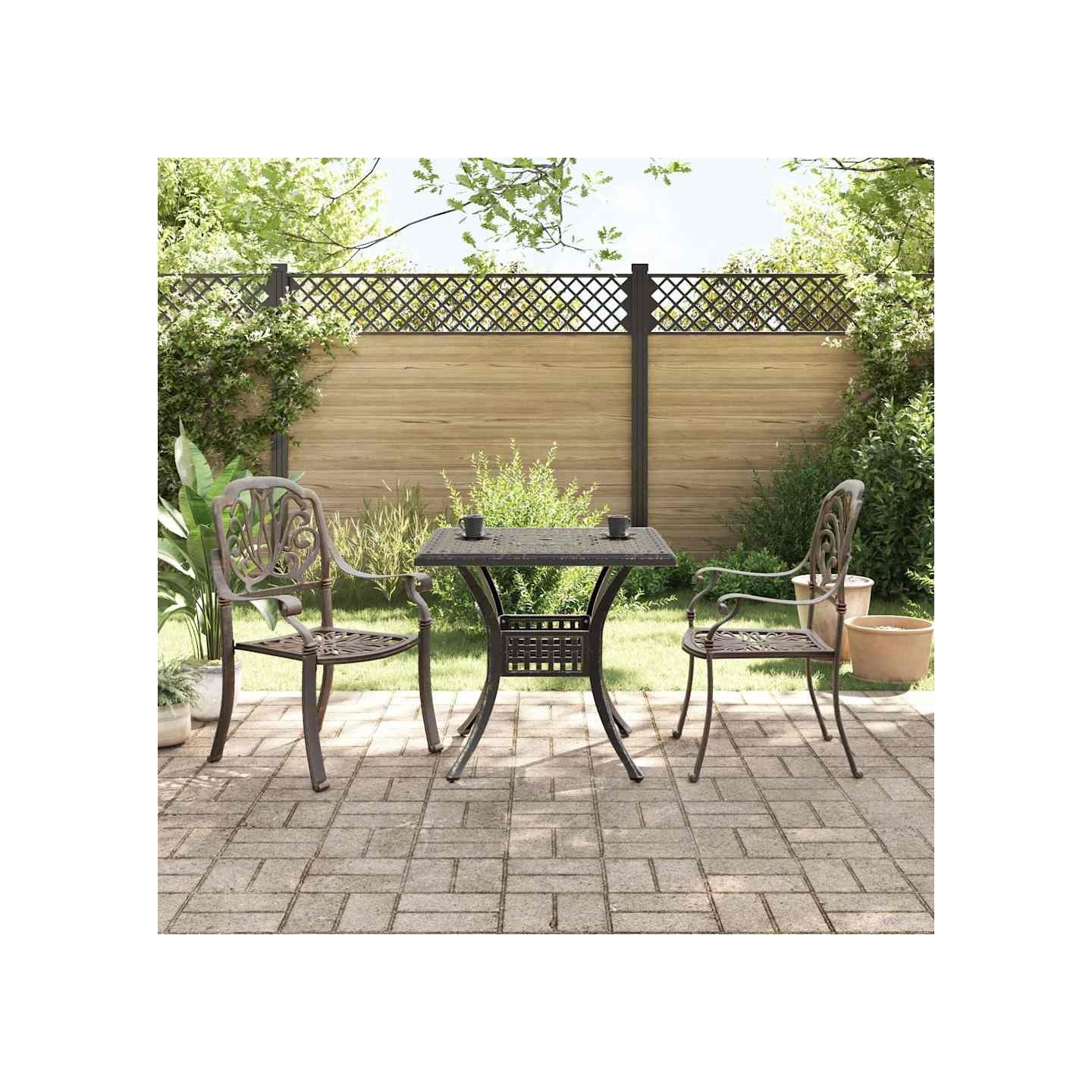 Ensemble de bistrot 3 pcs bronze aluminium coulé