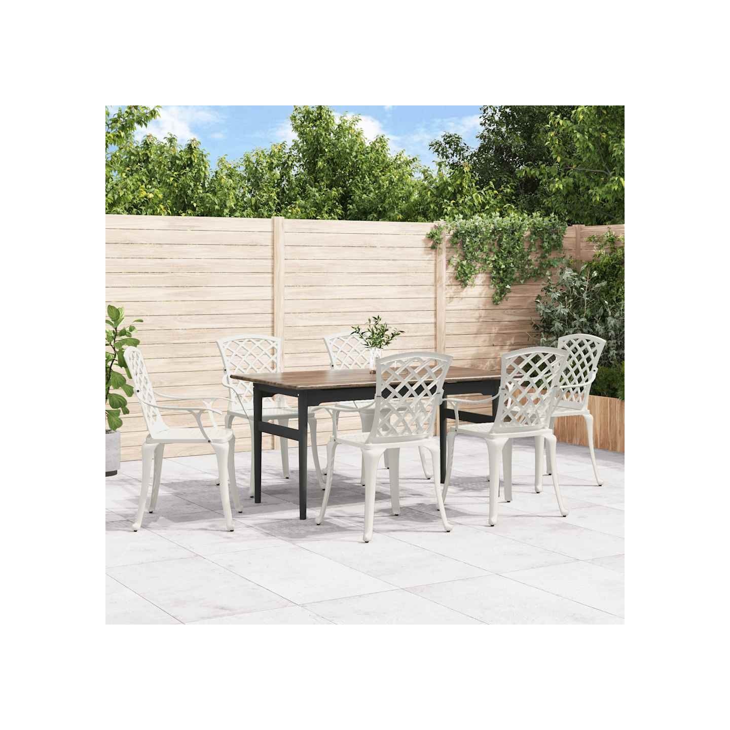 Chaises de jardin lot de 6 fonte d'aluminium blanc