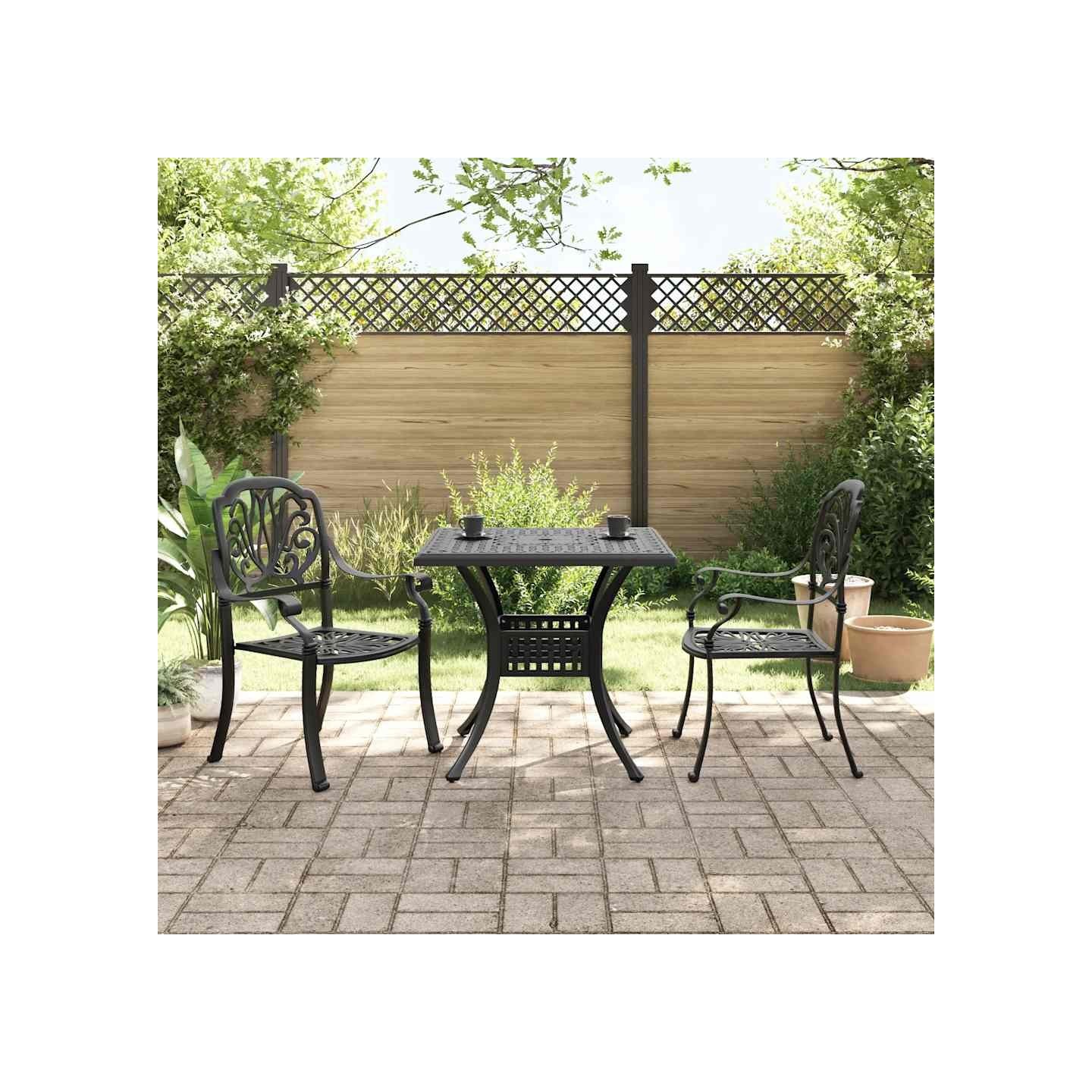 Ensemble de bistro 3 pcs noir aluminium coulé
