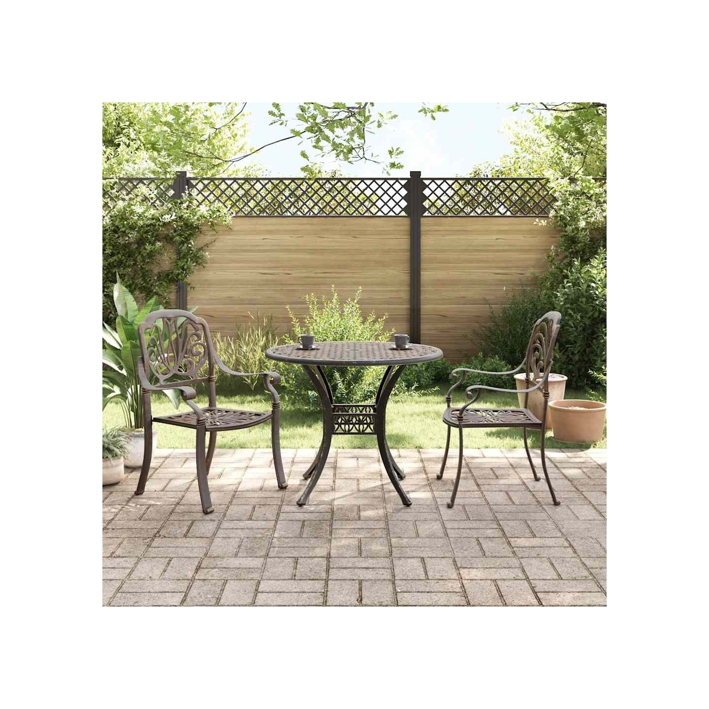 Ensemble de bistrot 3 pcs bronze aluminium coulé