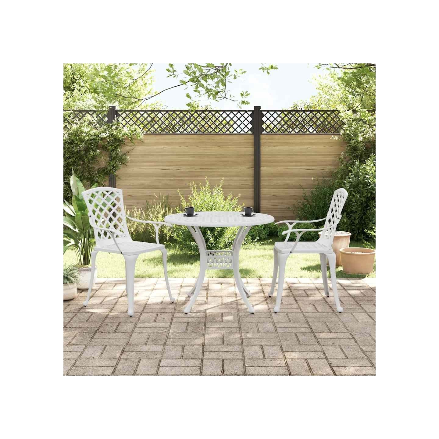 Ensemble de bistro 3 pcs blanc aluminium coulé