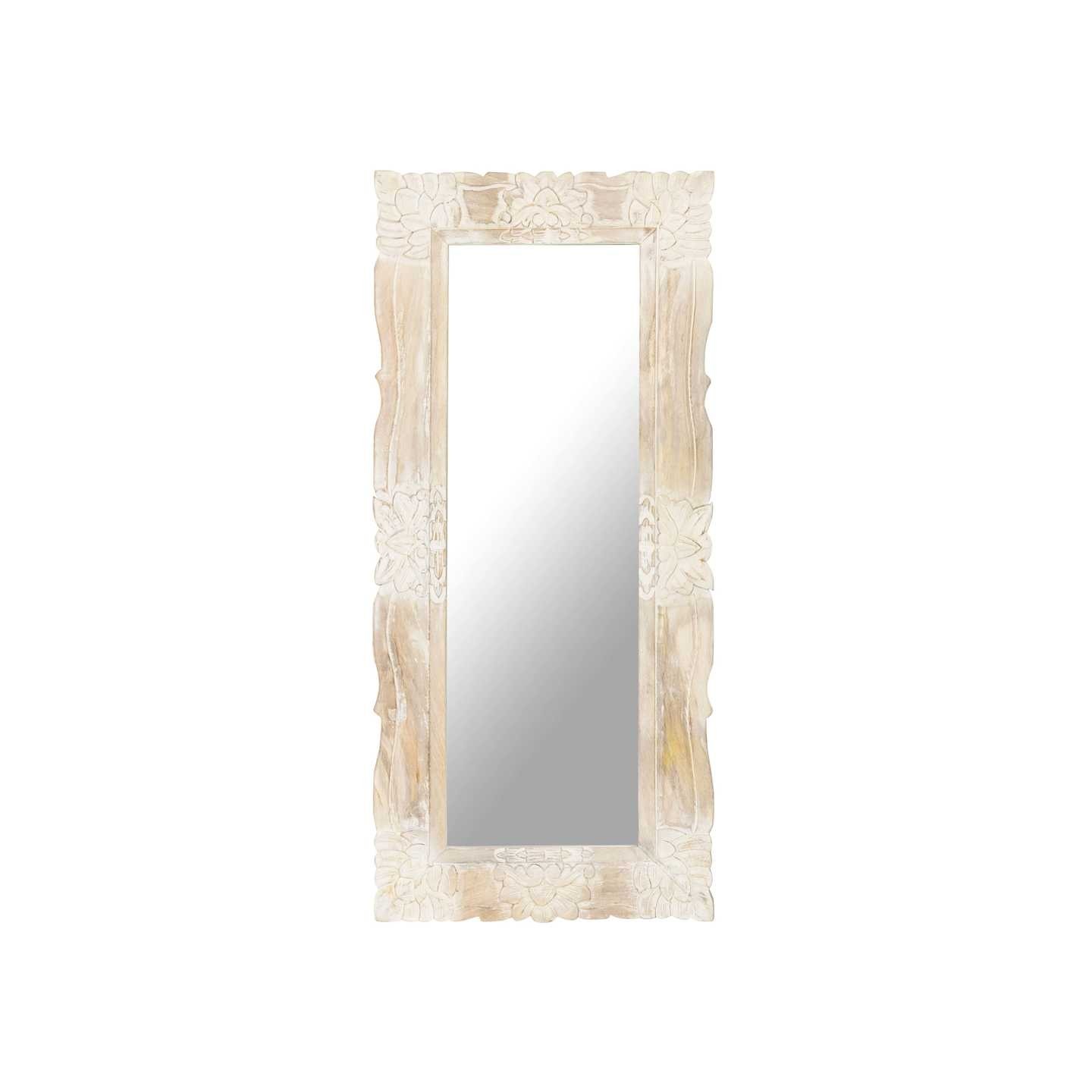 Miroir Blanc 110x50 cm Bois de manguier massif