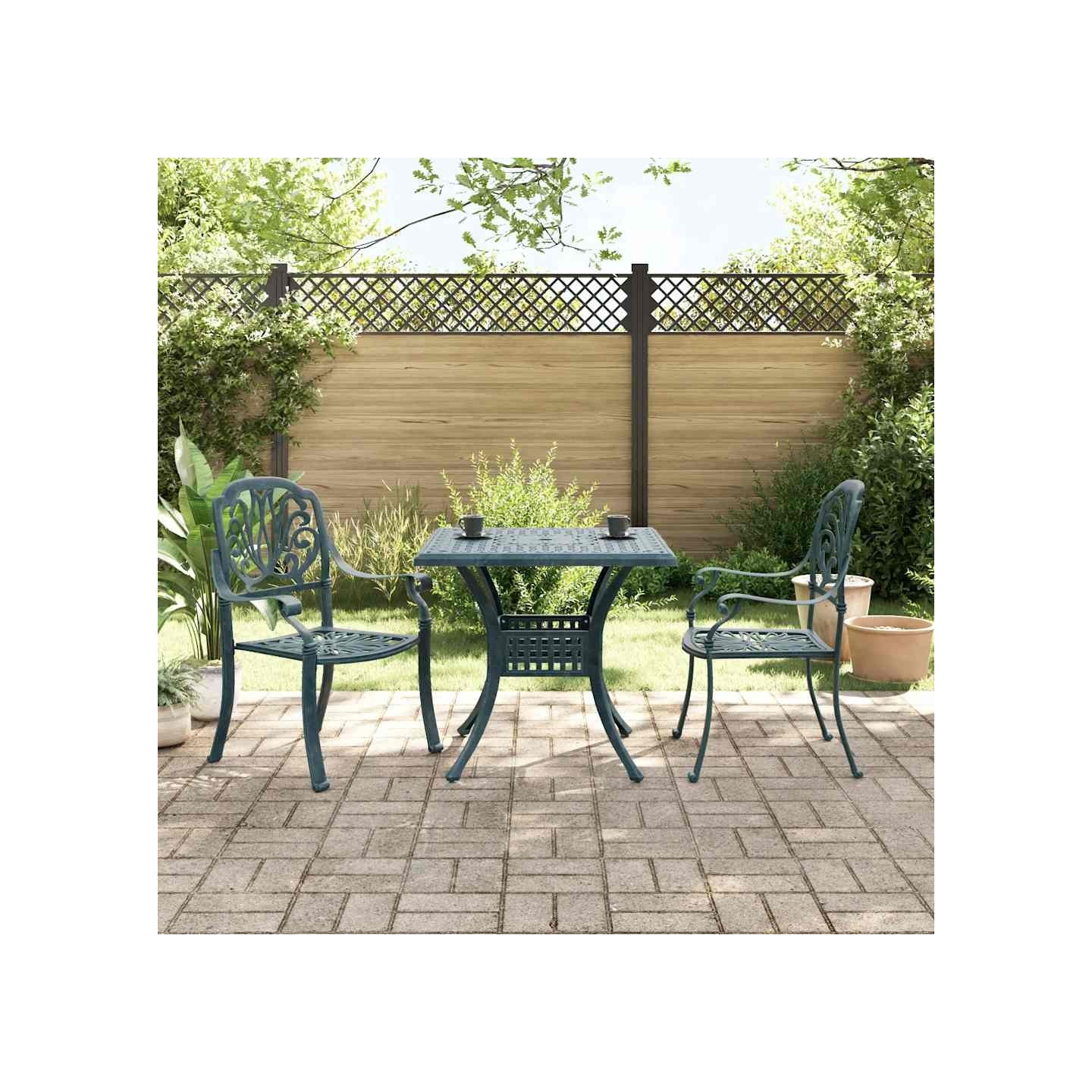 Ensemble de bistro 3 pcs vert aluminium coulé
