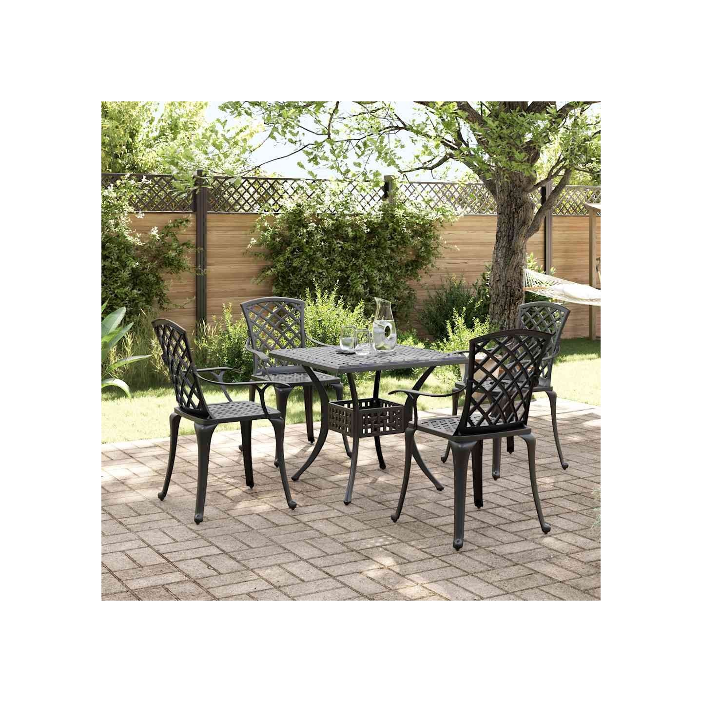 Ensemble à manger de jardin 5 pcs noir aluminium coulé