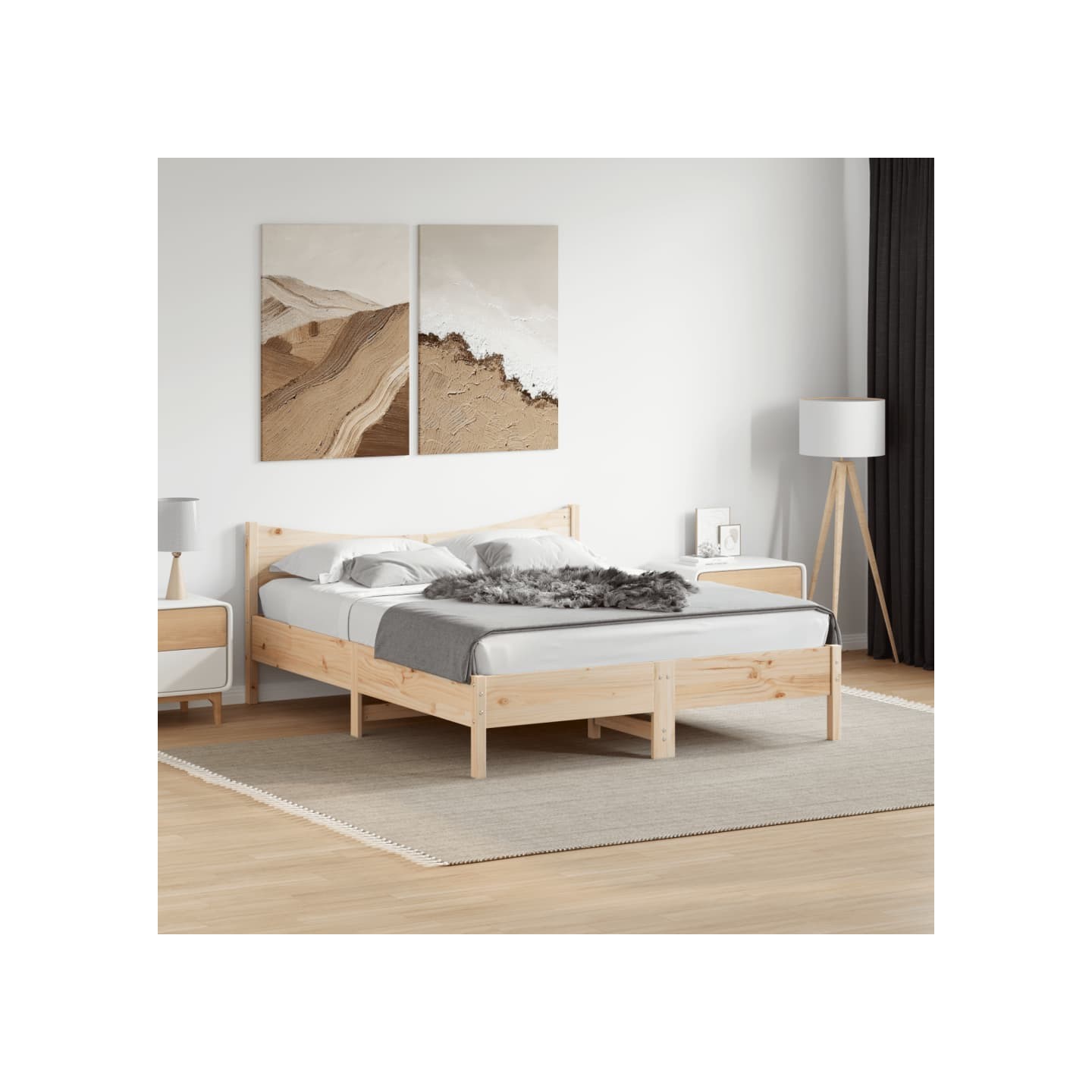 Cadre de lit sans matelas 160x200 cm bois massif de pin