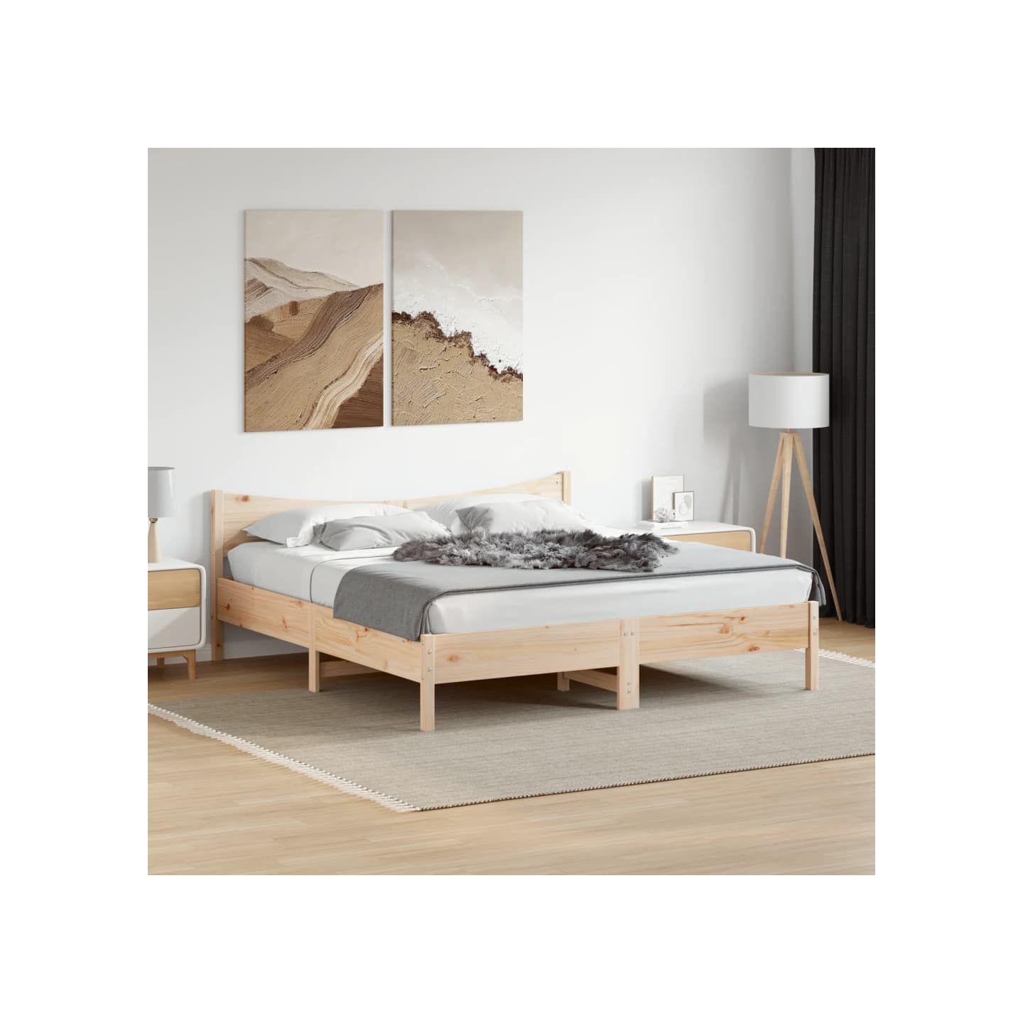 Cadre de lit sans matelas 200x200 cm bois massif de pin