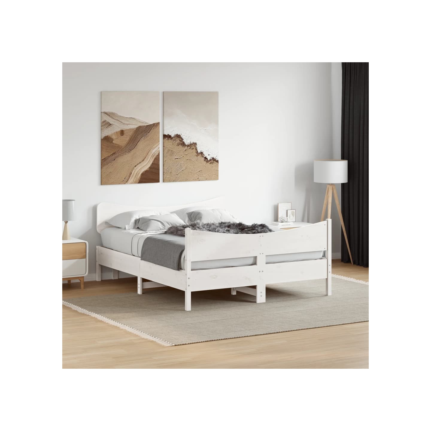 Cadre de lit sans matelas blanc 140x190 cm bois de pin massif