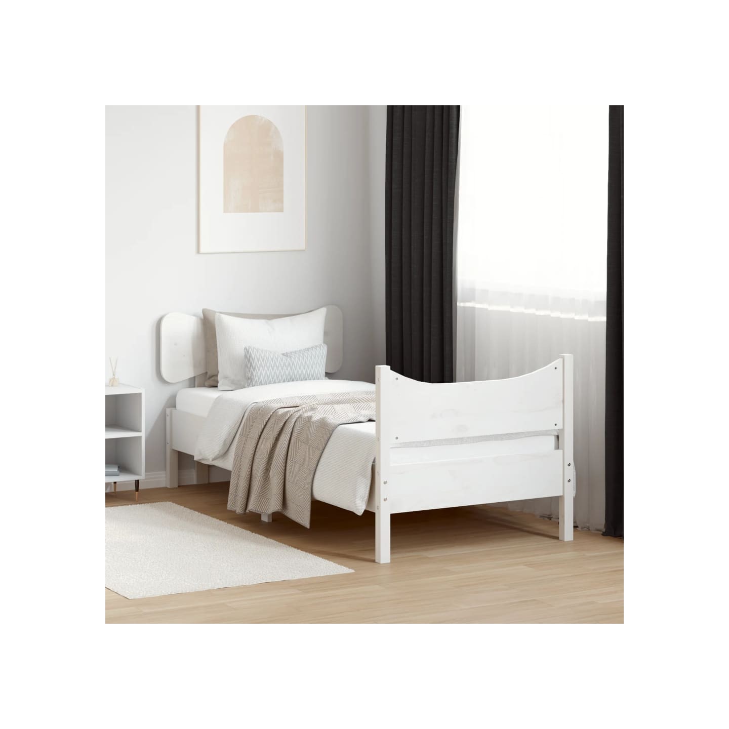 Cadre de lit sans matelas blanc 75x190 cm bois de pin massif
