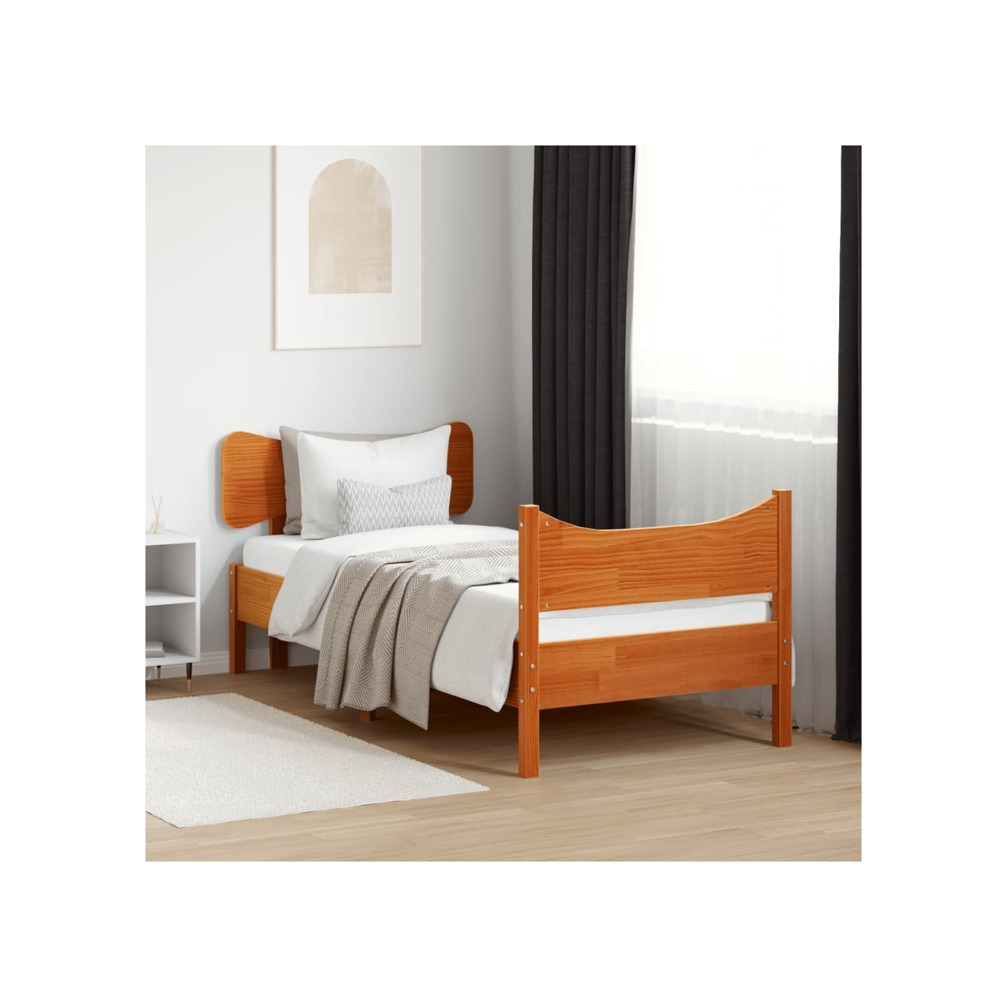 Cadre de lit sans matelas cire marron 75x190 cm bois pin massif