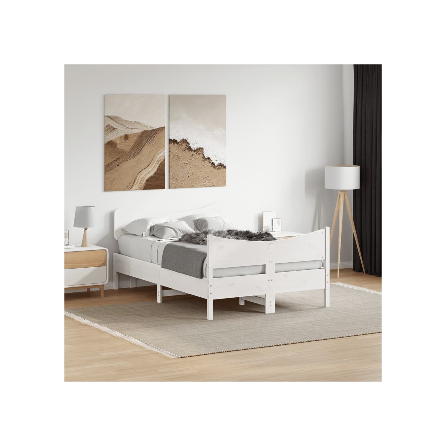 Cadre de lit sans matelas blanc 120x200 cm bois de pin massif