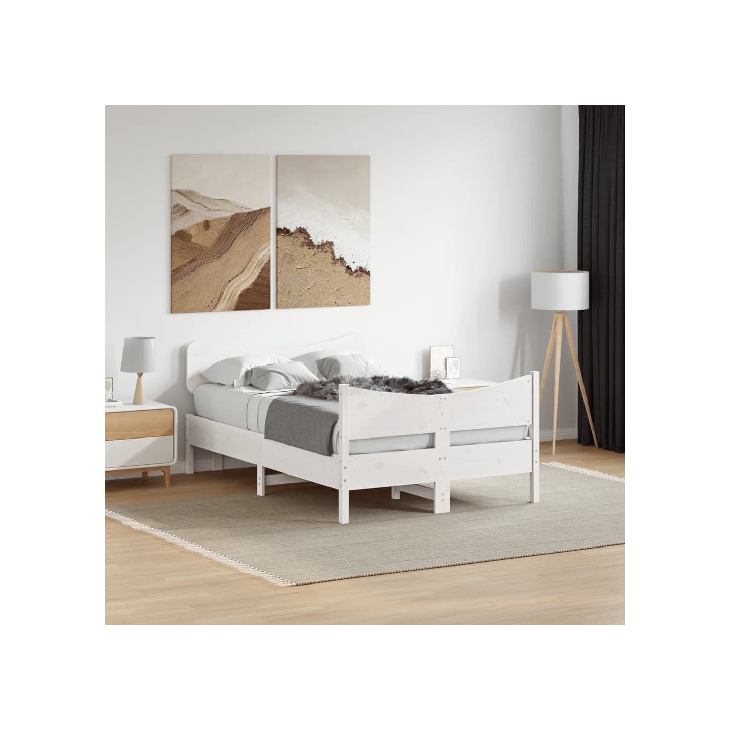 Cadre de lit sans matelas blanc 120x190 cm bois de pin massif