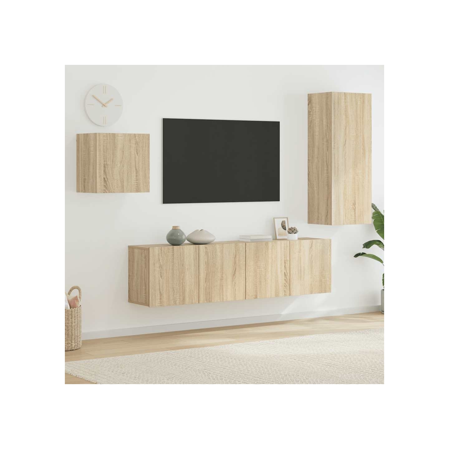 Unités murales TV 4 pcs chêne sonoma bois d'ingénierie
