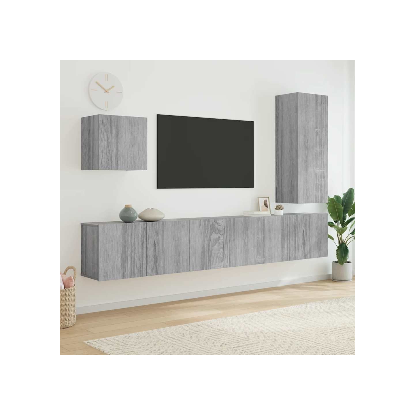 Unités murales TV 5 pcs sonoma gris bois d'ingénierie