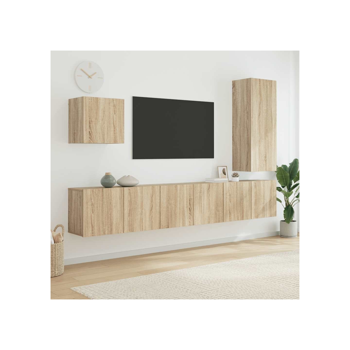 Unités murales TV 5 pcs chêne sonoma bois d'ingénierie