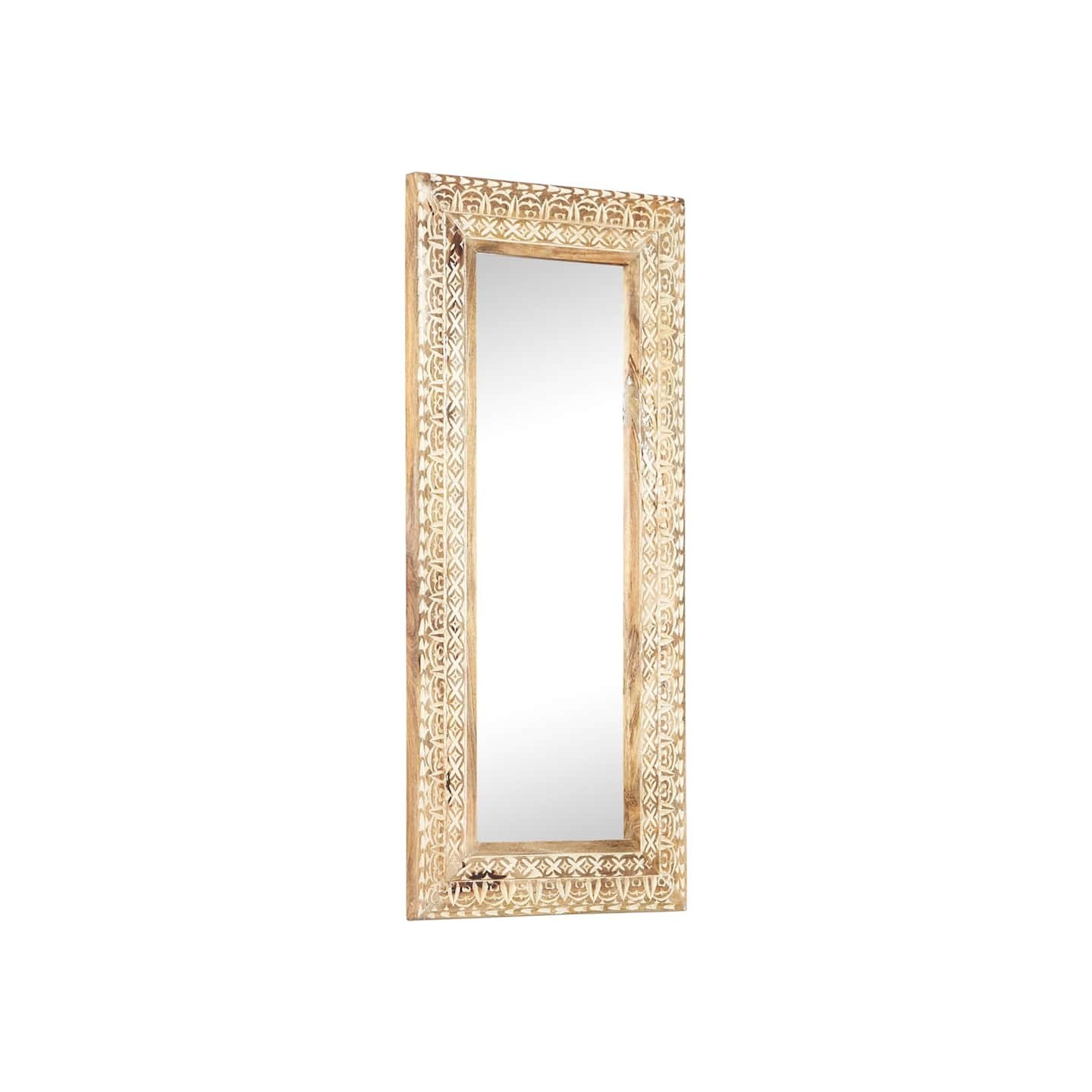 Miroir sculpté à la main 110x50x2,6 cm Bois de manguier solide