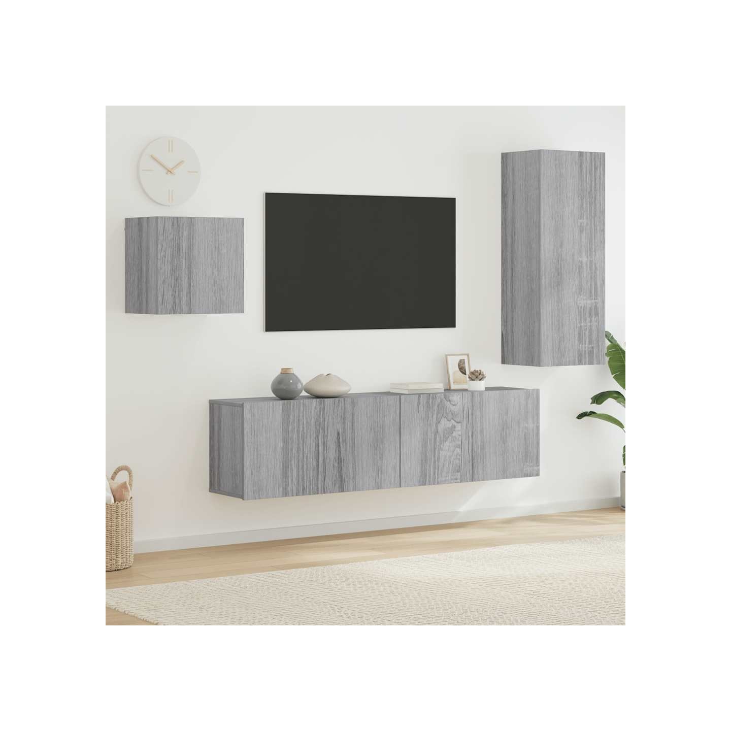 Unités murales TV 4 pcs sonoma gris bois d'ingénierie