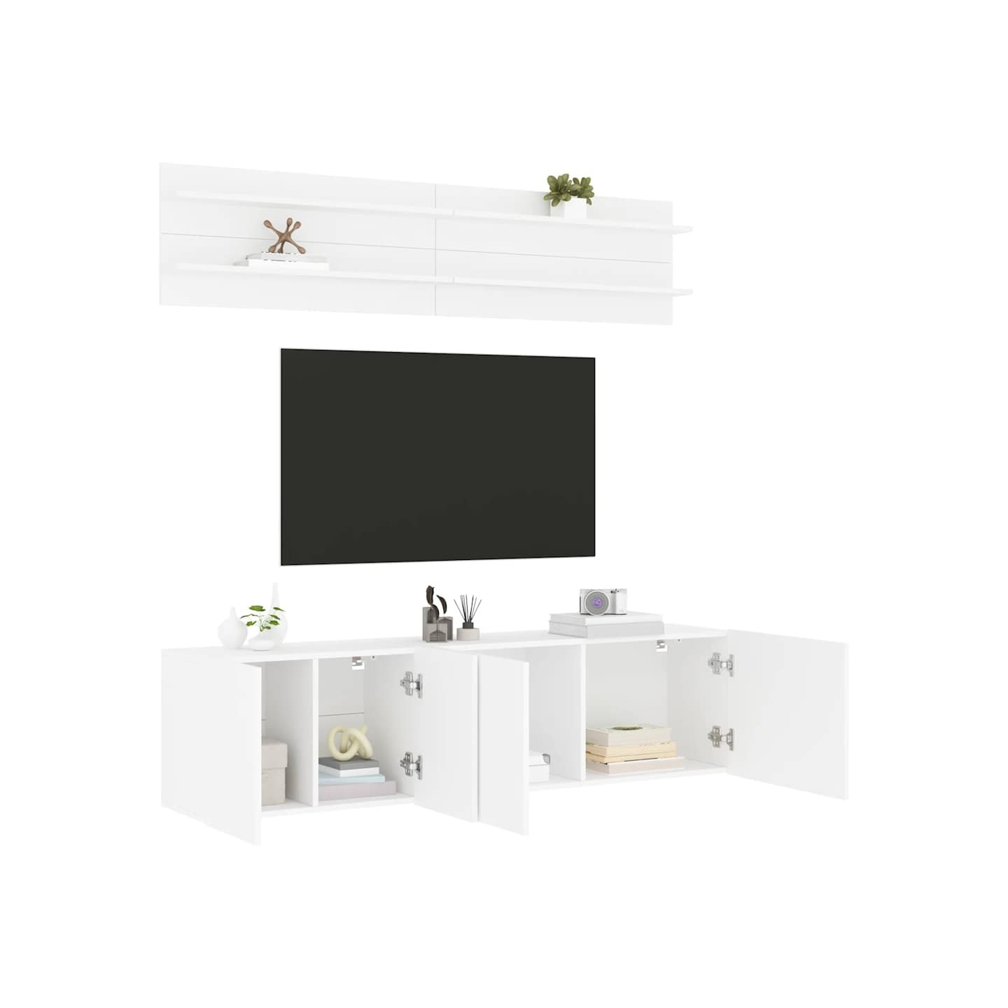 Unités murales TV 6 pcs blanc bois d'ingénierie