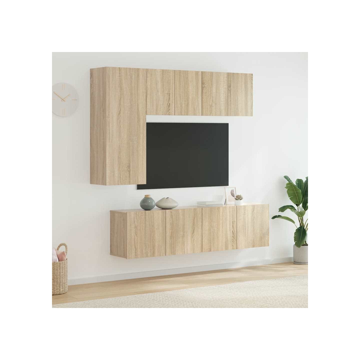 Unités murales TV 5 pcs chêne sonoma bois d'ingénierie